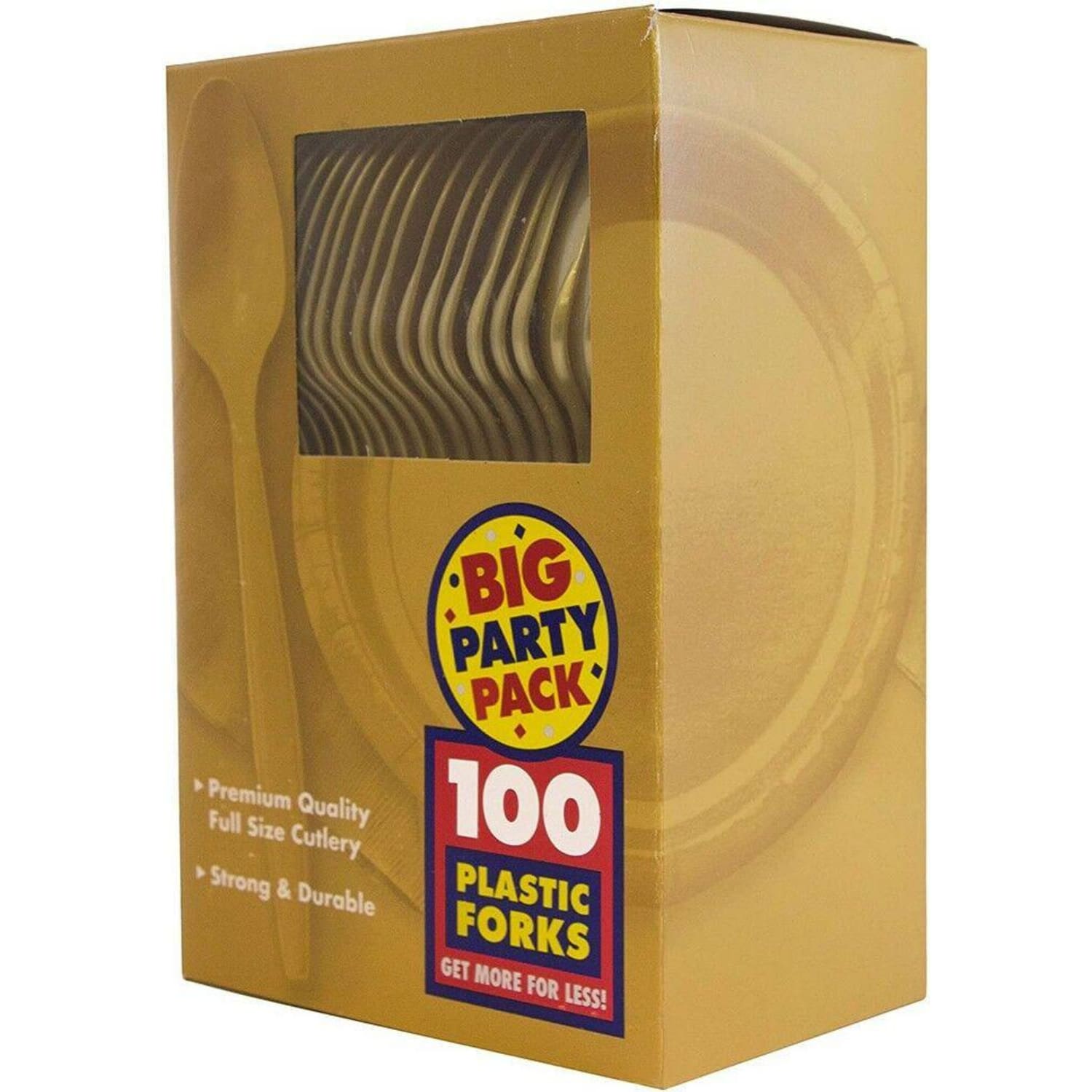 JAM PAPER Big Party Pack of Premium Plastic Spoons, Gold, 100 Disposable Spoons/Box - Image 4
