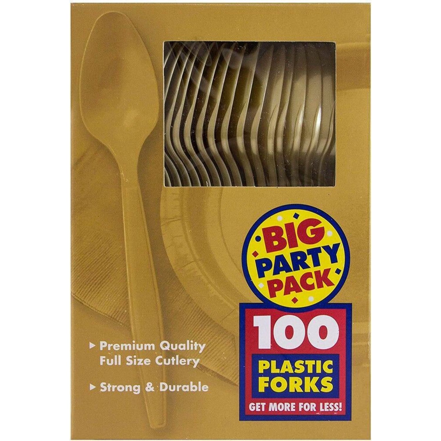 JAM PAPER Big Party Pack of Premium Plastic Spoons, Gold, 100 Disposable Spoons/Box - Image 5