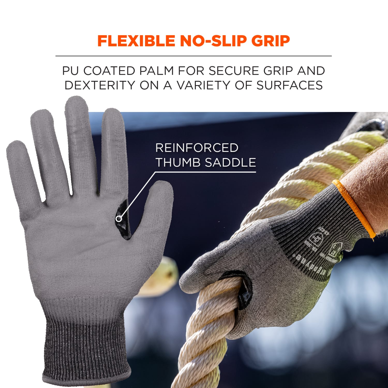 Ergodyne Proflex 7071 PU-Coated Cut-Resistant Gloves, Gray, Large - Image 5