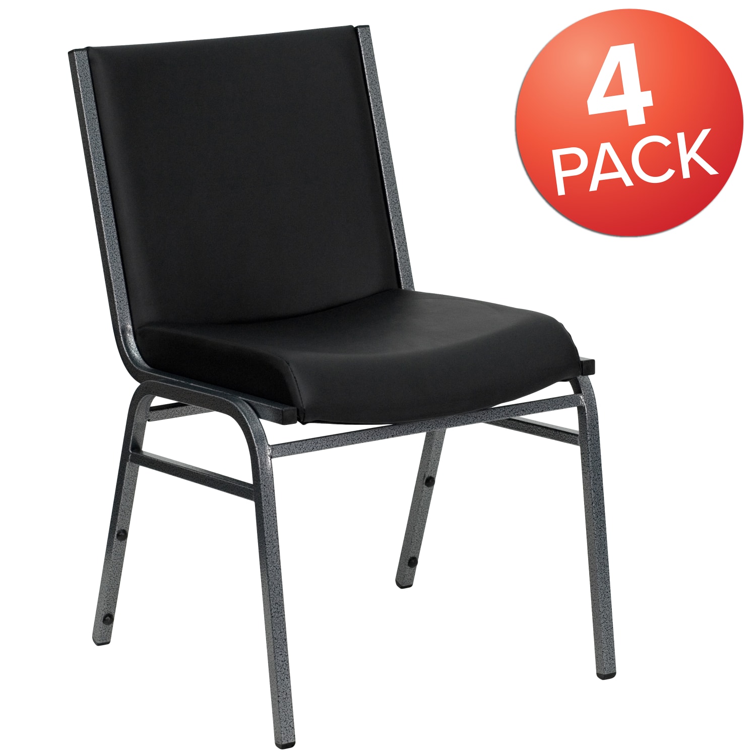Flash Furniture HERCULES Series Heavy-Duty Stack Chairs, Black, Set Of 4 Chairs - Image 3