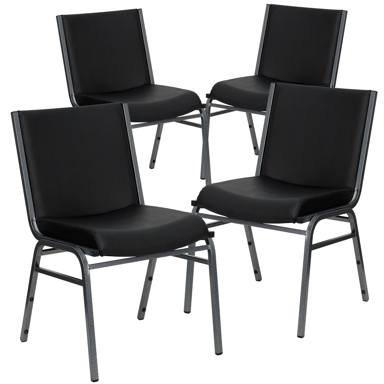 Flash Furniture HERCULES Series Heavy-Duty Stack Chairs, Black, Set Of 4 Chairs - Image 4