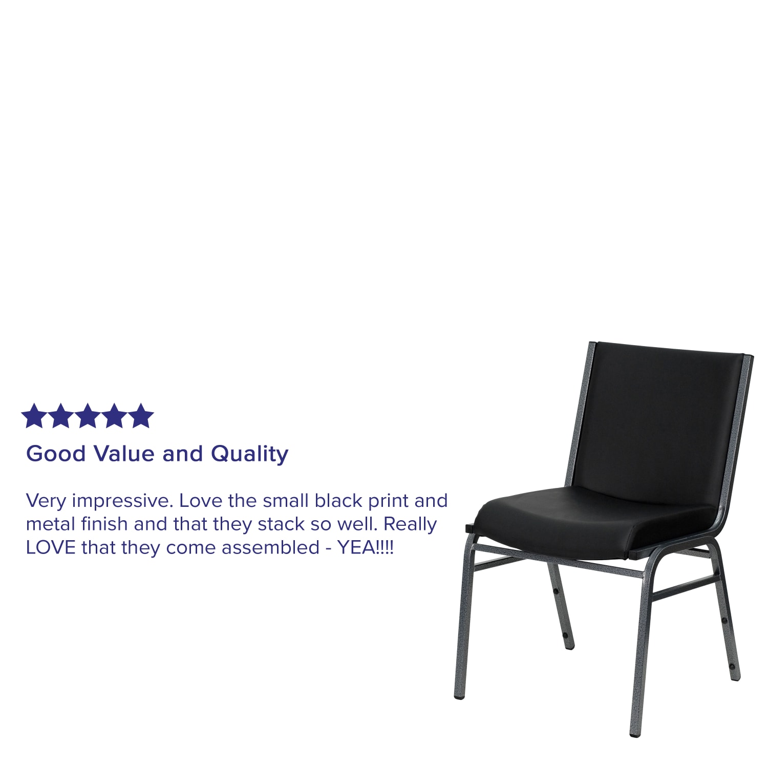 Flash Furniture HERCULES Series Heavy-Duty Stack Chairs, Black, Set Of 4 Chairs - Image 6
