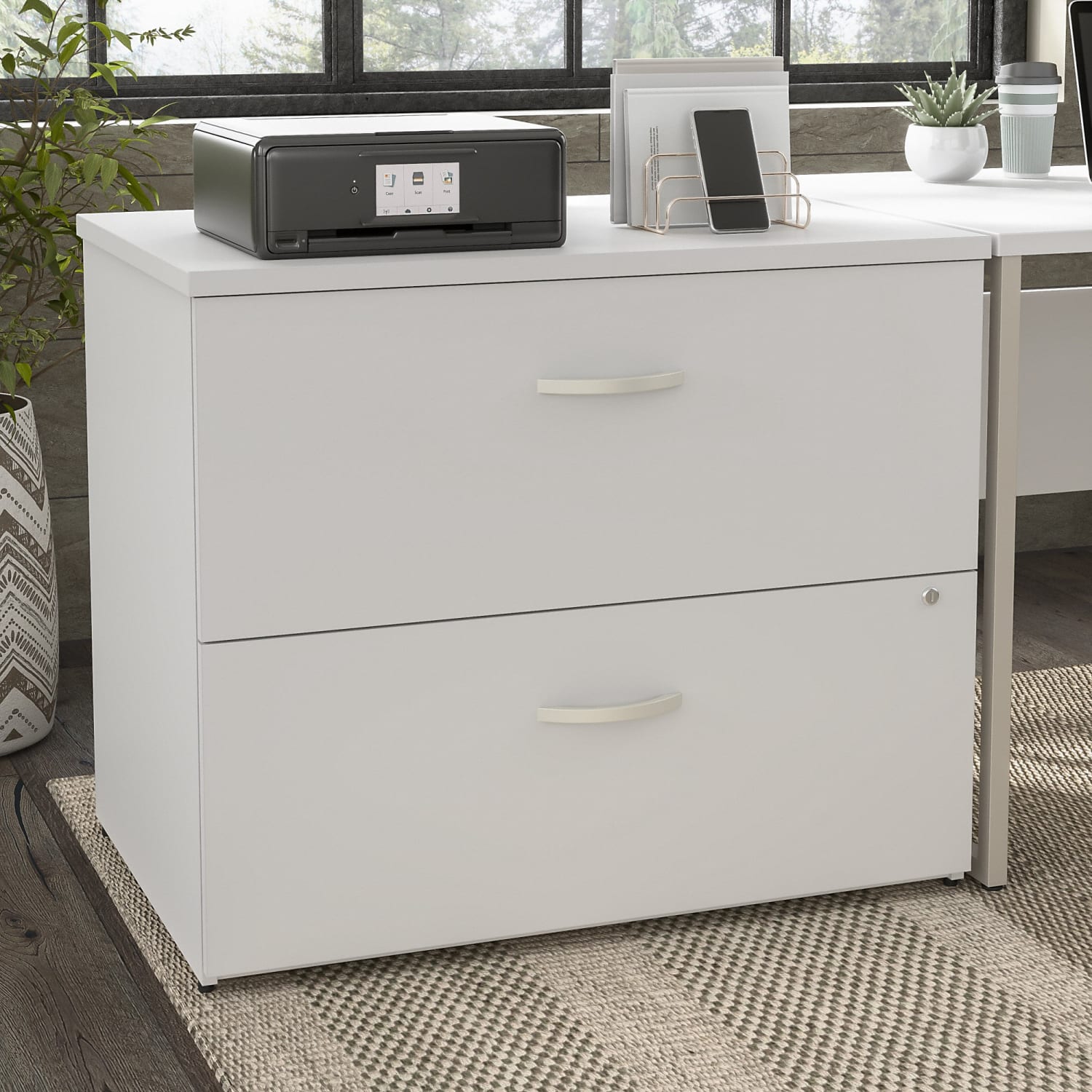 Bush Business Furniture Hybrid 35-11/16inW x 23-3/8inD Lateral 2-Drawer File Cabinet, White, Standard Delivery - Image 3