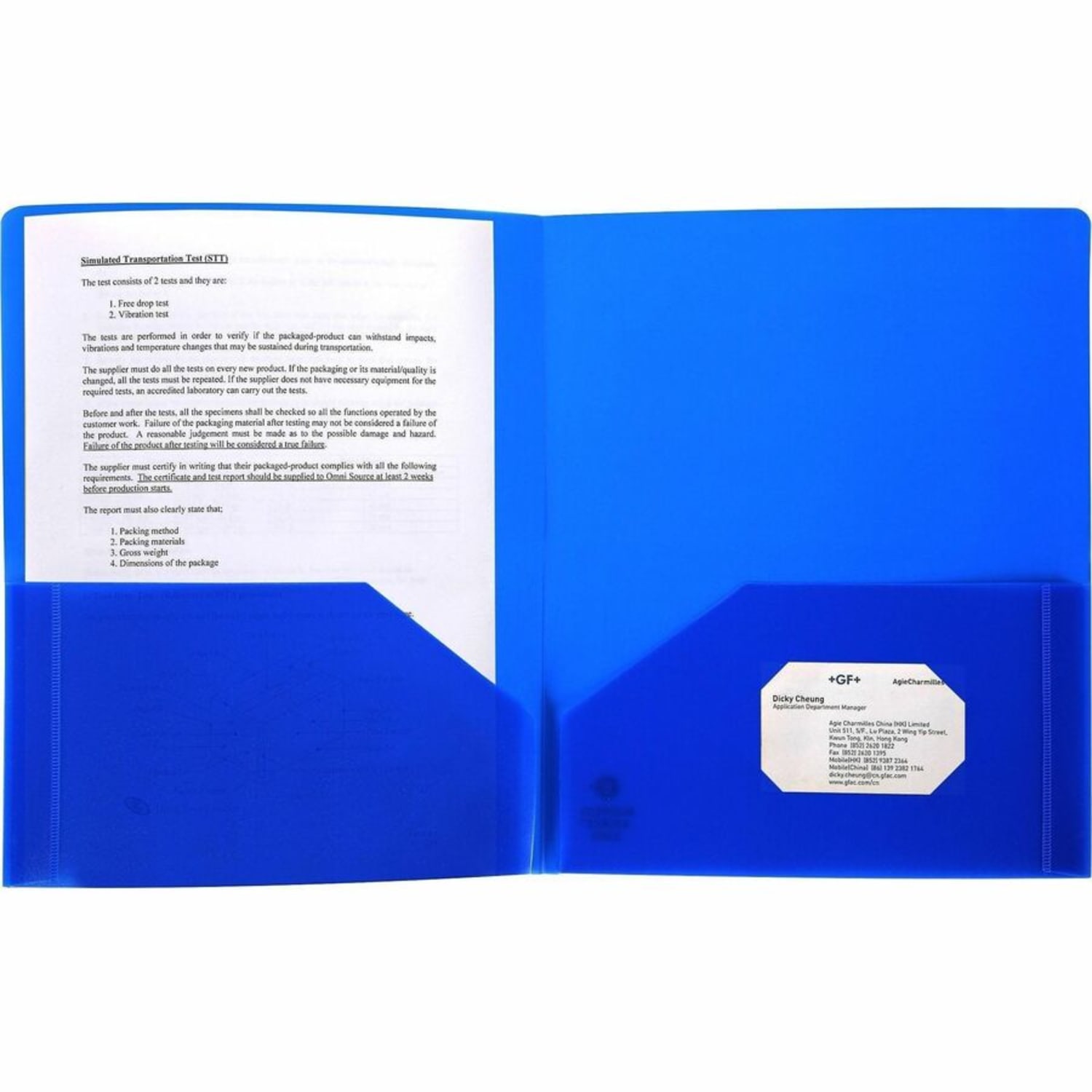 Business Source 2-Pocket Poly Portfolio, Letter Size, 8-1/2in x 11in, Blue - Image 5