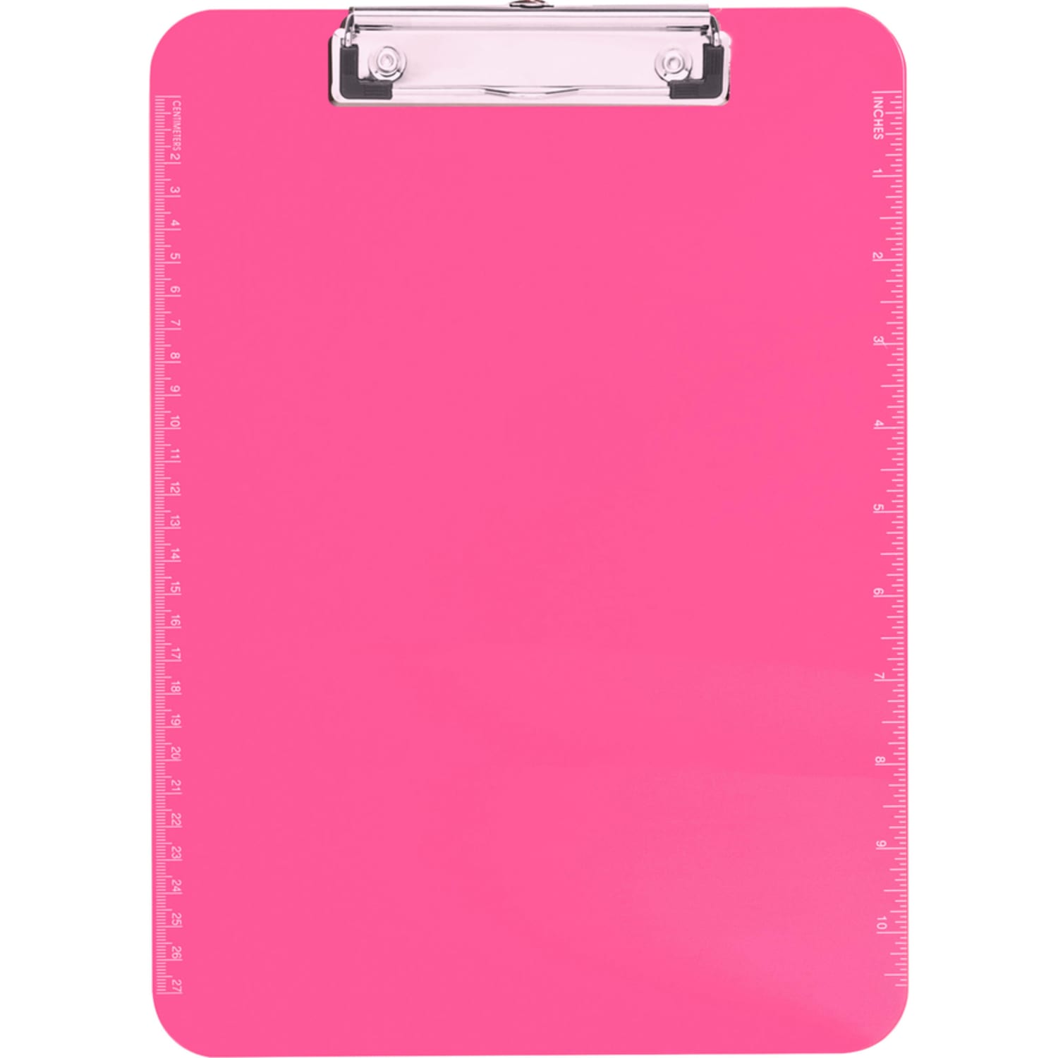 Business Source Flat Clip Plastic Clipboard - 9in x 12in - Plastic - Neon Pink - 6 / Bundle - Image 4