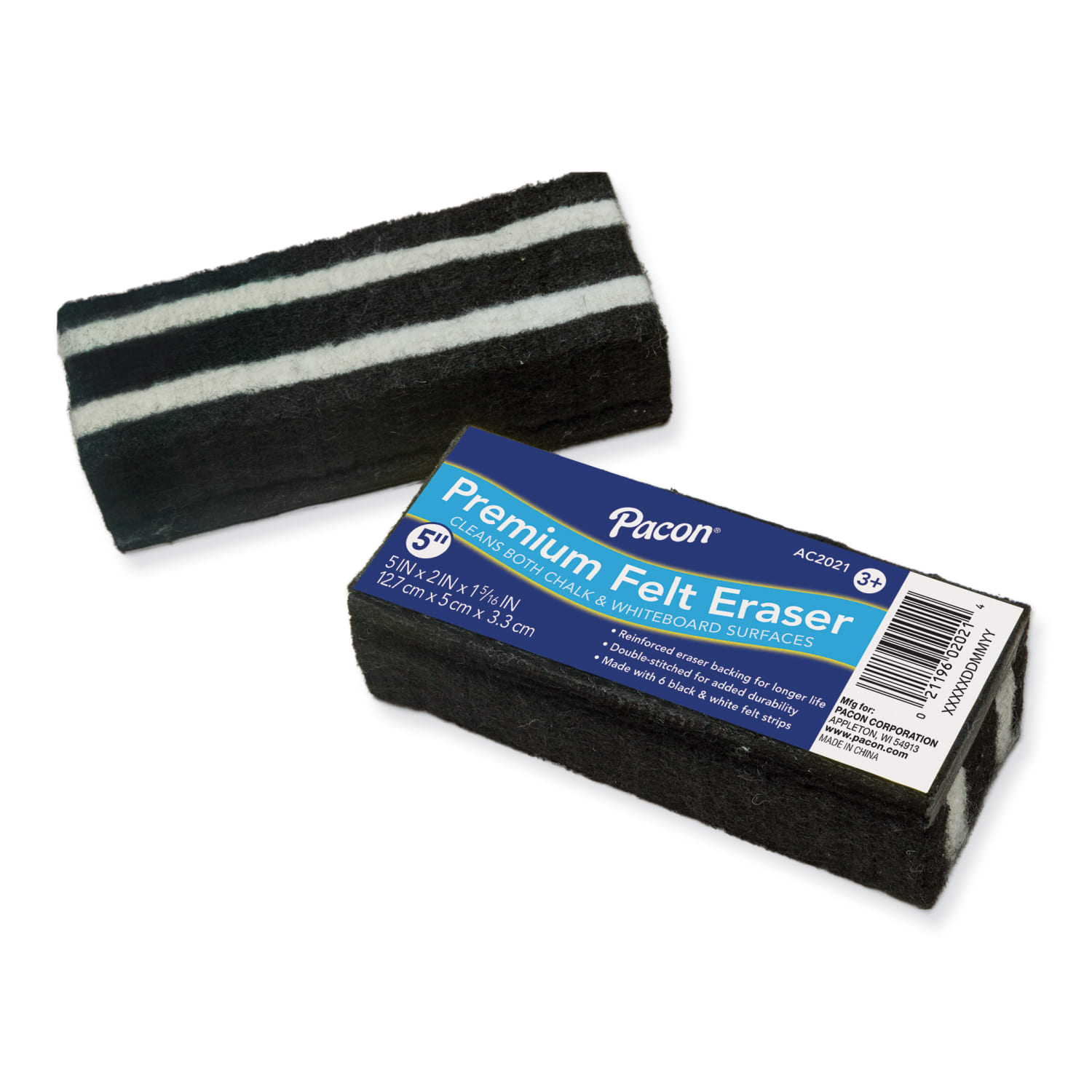 Pacon Premium Chalk & Whiteboard Erasers, 5in, Black, Pack Of 12 Erasers - Image 3