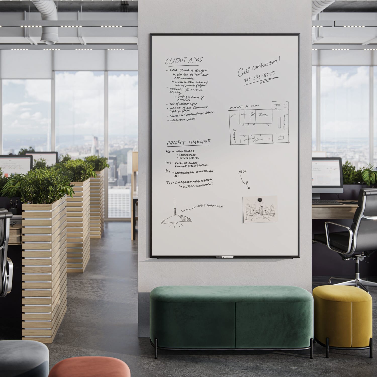 U Brands Magnetic Dry-Erase Board, 72in X 48in, Black Aluminum Frame, Actual Size 70in X 47in (2897U00-01) - Image 4