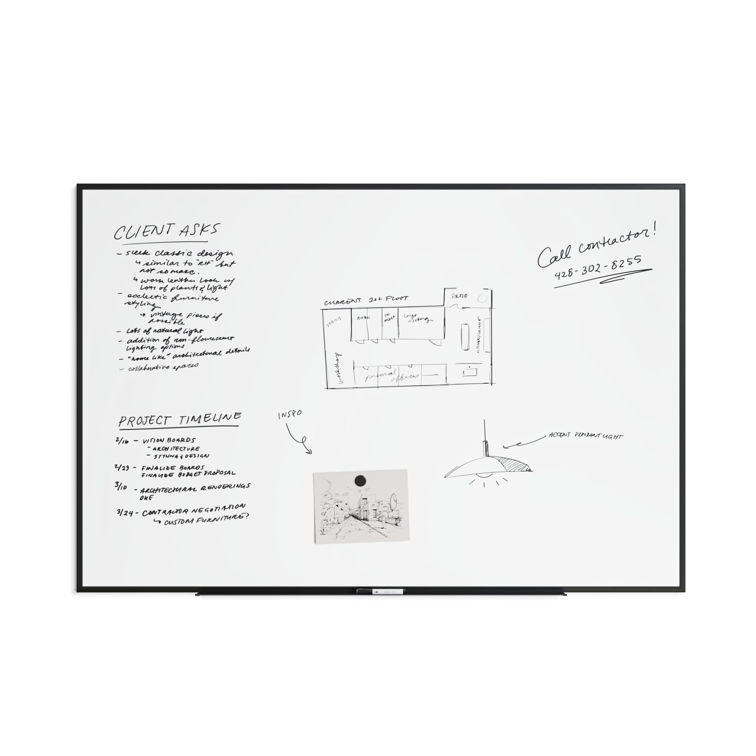 U Brands Magnetic Dry-Erase Board, 72in X 48in, Black Aluminum Frame, Actual Size 70in X 47in (2897U00-01) - Image 6