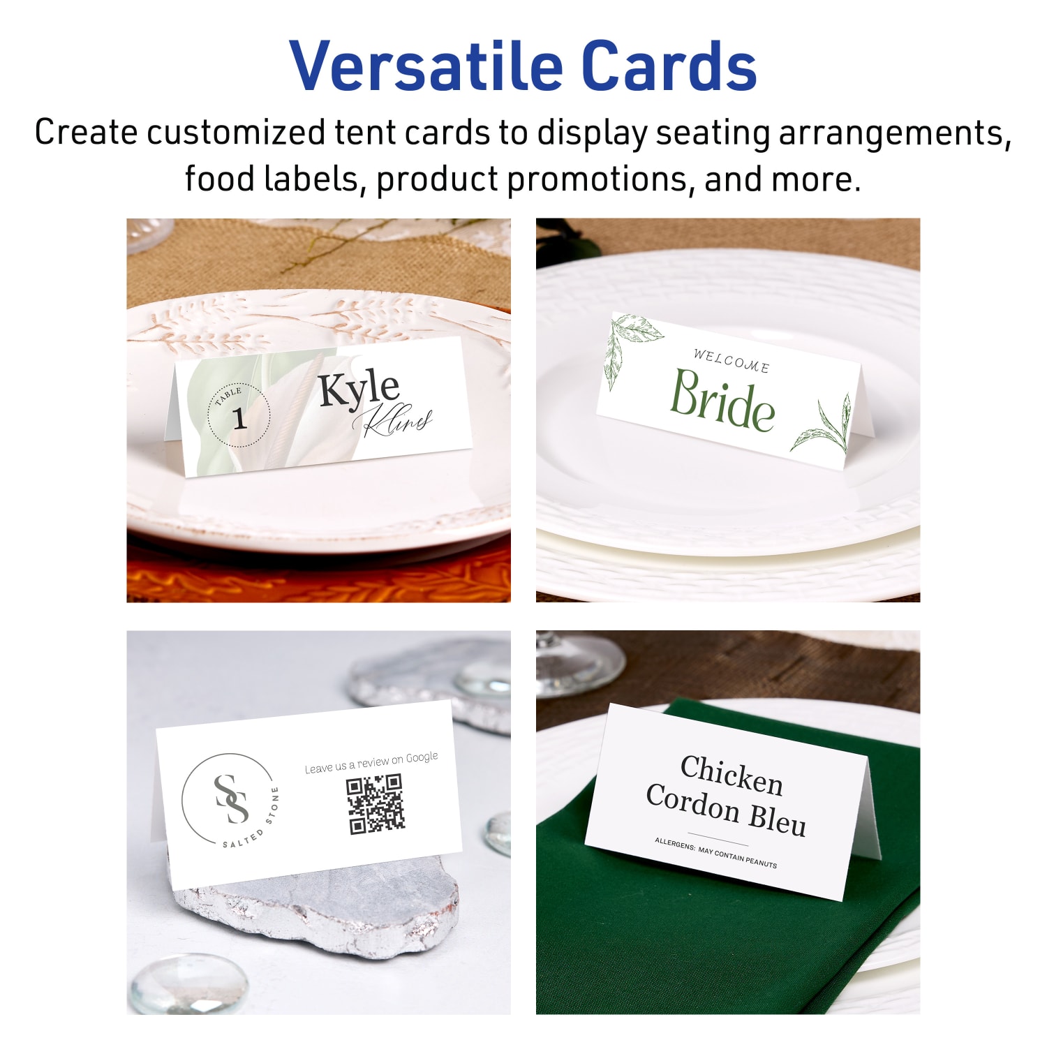 Avery Printable Place Cards With Sure Feed Technology, 1-7/16in x 3-3/4in Rectangle, Matte White, Pack Of 150 - Image 4