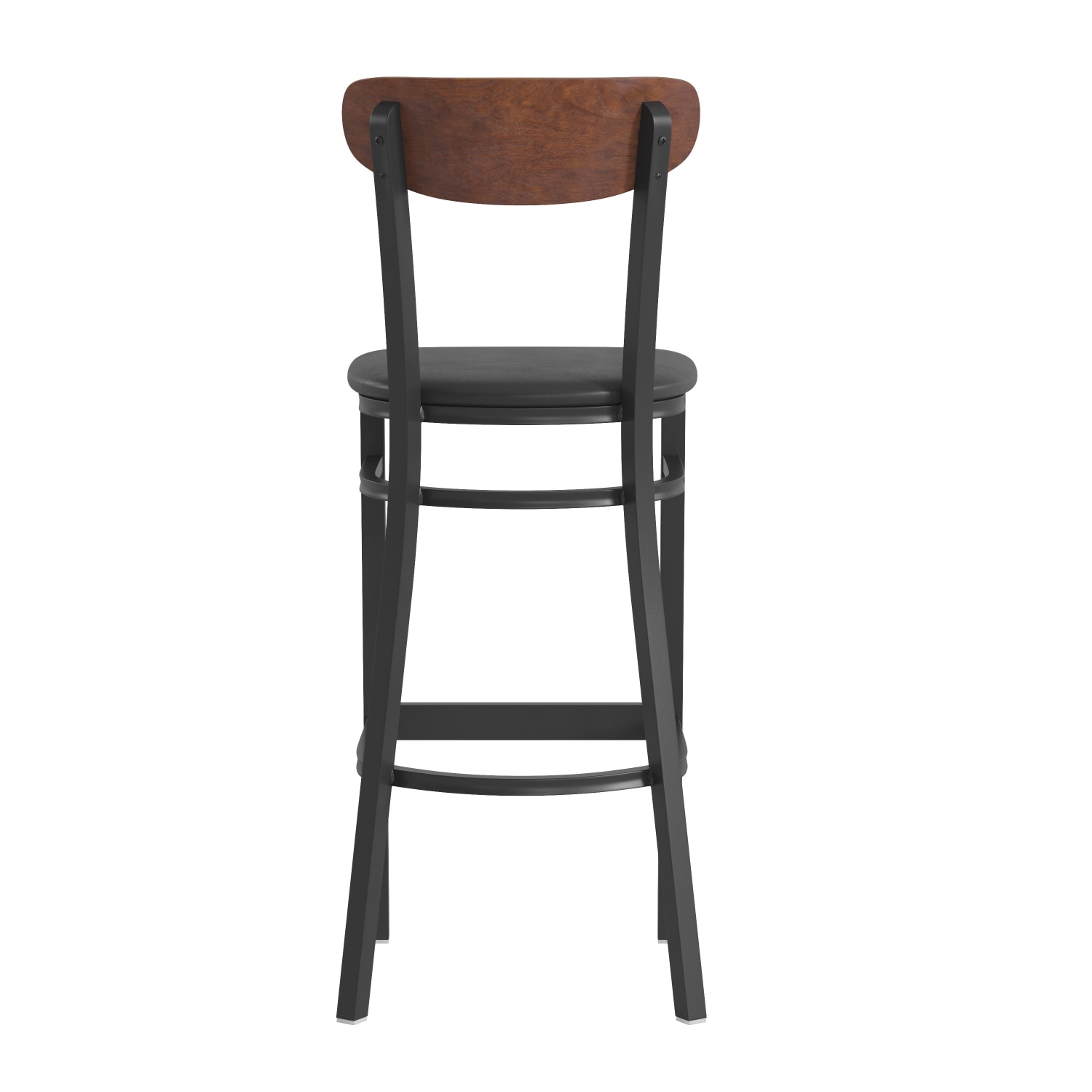 Flash Furniture Wright SteelVinyl CommercialGrade Barstool With Boomerang Back BlackWalnut PopularChairscom Flash Furniture Wright SteelVinyl Commercial Grade Barstool With Boomerang Back BlackWalnut PopularChairscom