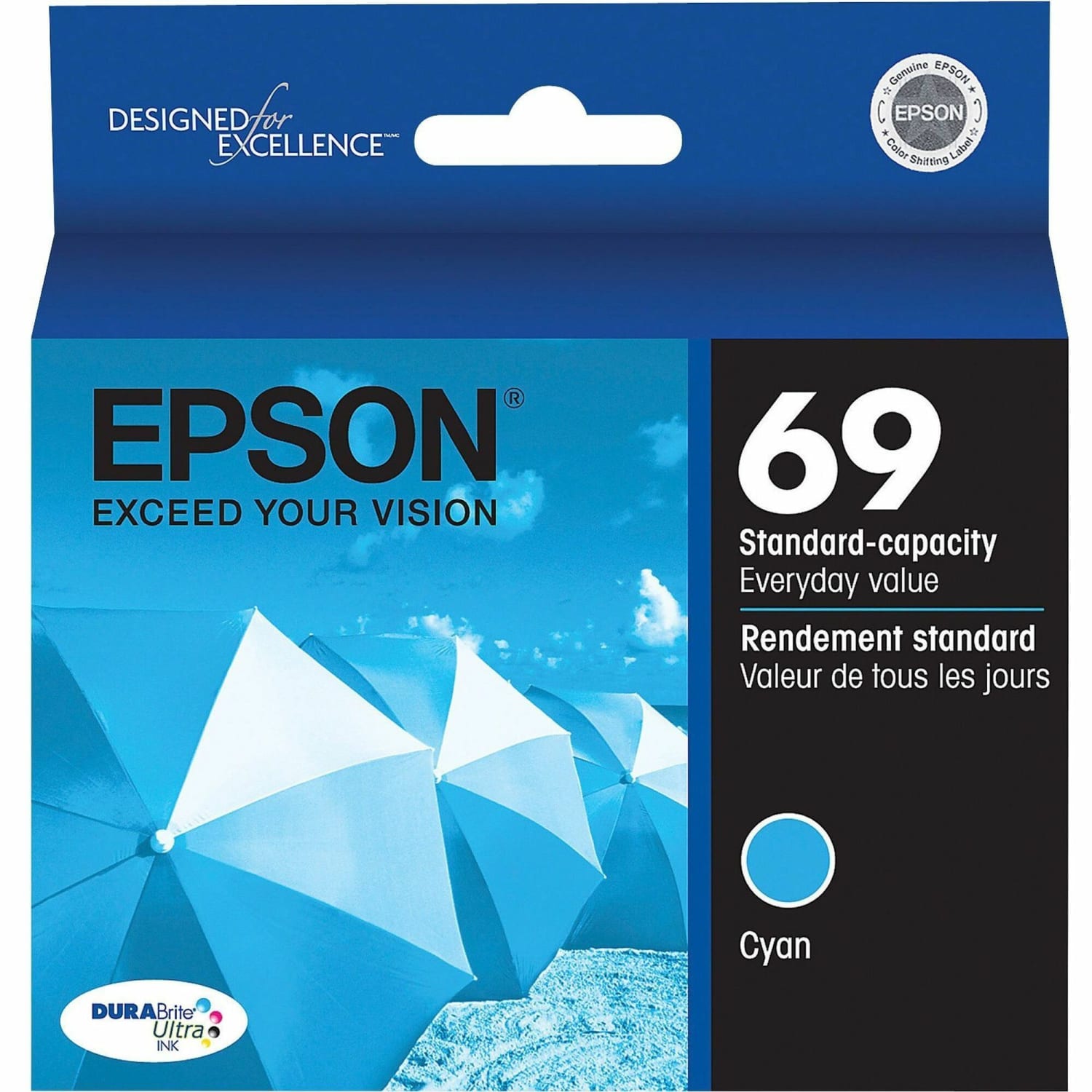 Epson 69 DuraBrite Ultra Cyan Ink Cartridge, T069220-S - Image 3