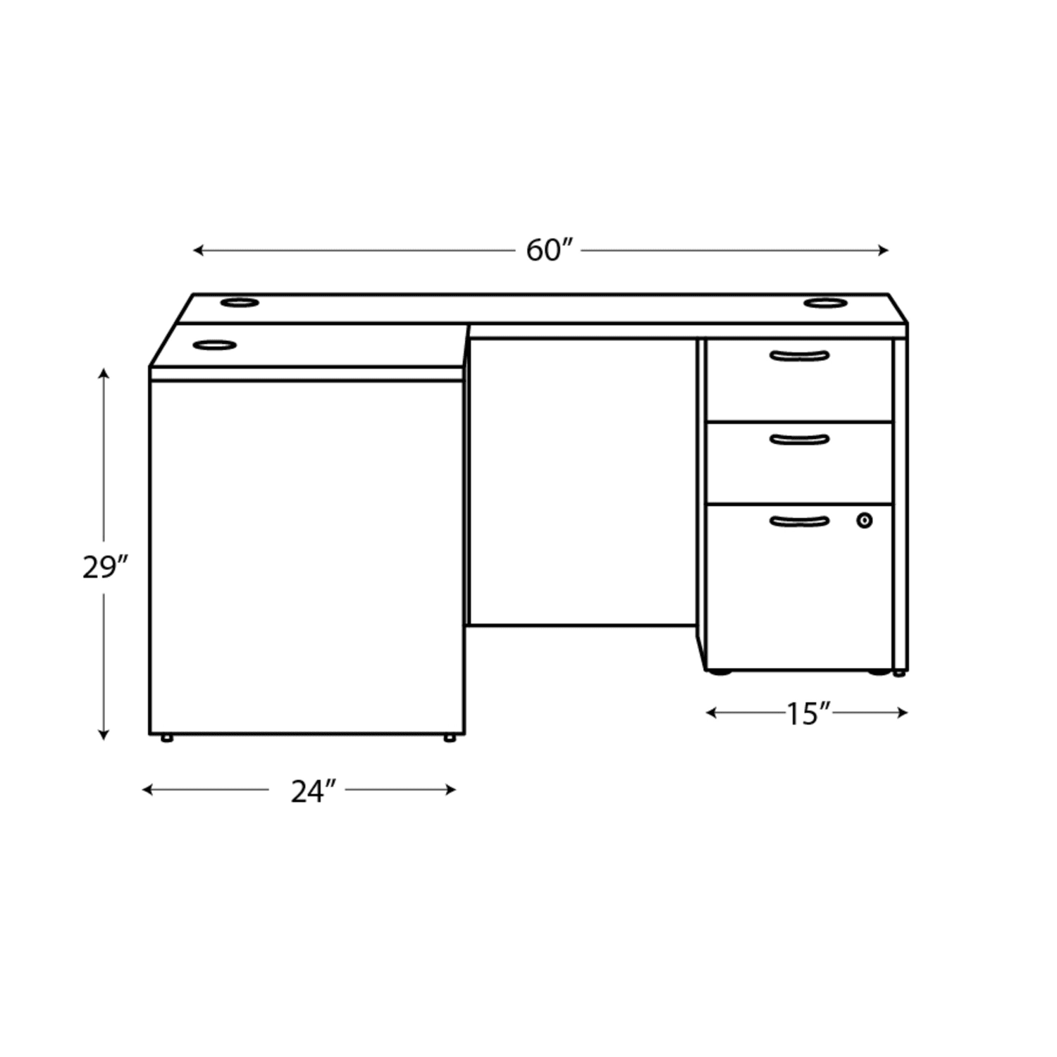 HON Mod 60inW L-Station Computer Desk, Java Oak - Image 4