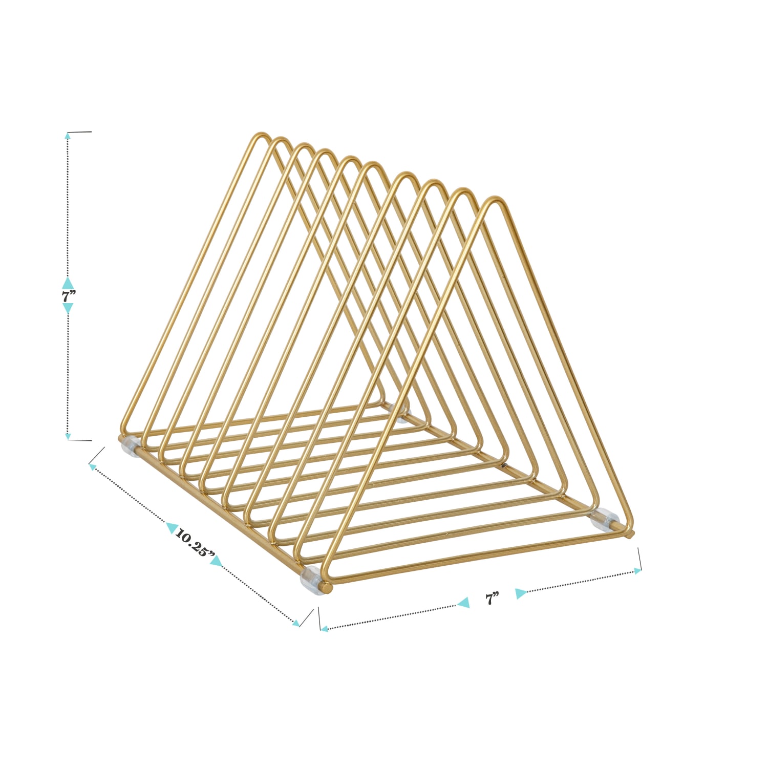 Martha Stewart Ryder Mesh Metal 9-Slot Triangle Magazine File Holder, 7inH x 10-1/4inW x 7inD, Gold - Image 5