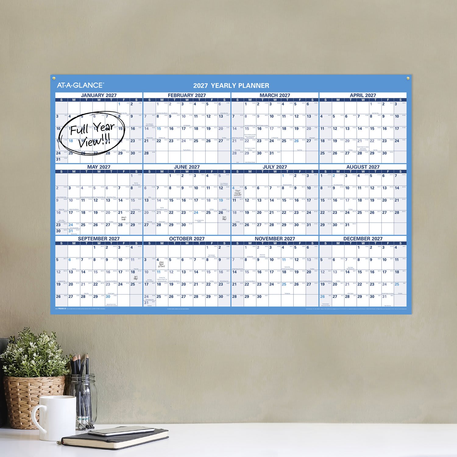 AT-A-GLANCE Horizontal Reversible Erasable Academic and Regular Year 2026-2027 Wall Calendar, Large, 36in x 24in - Image 3
