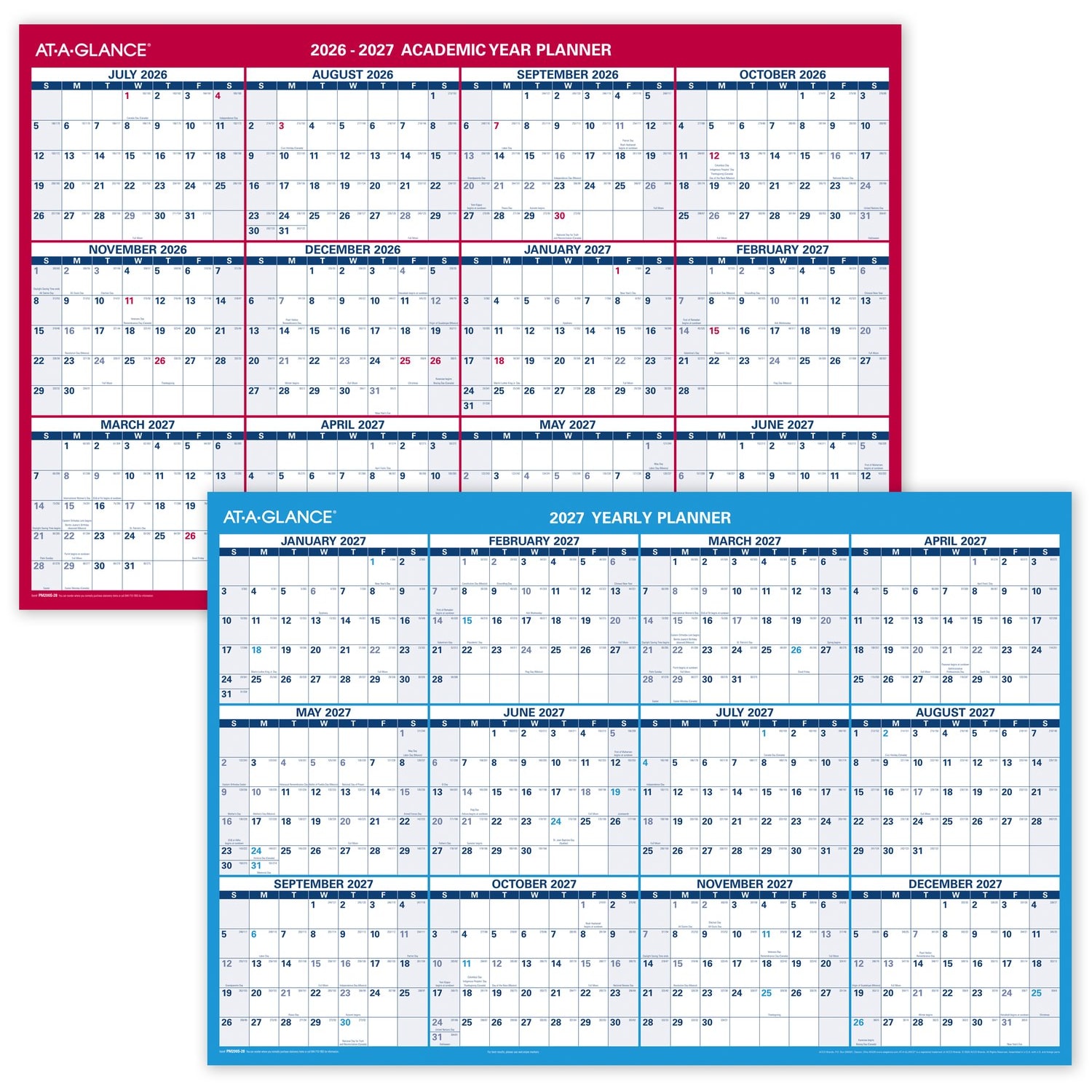 AT-A-GLANCE Horizontal Reversible Erasable Academic and Regular Year 2026-2027 Wall Calendar, Large, 36in x 24in - Image 5