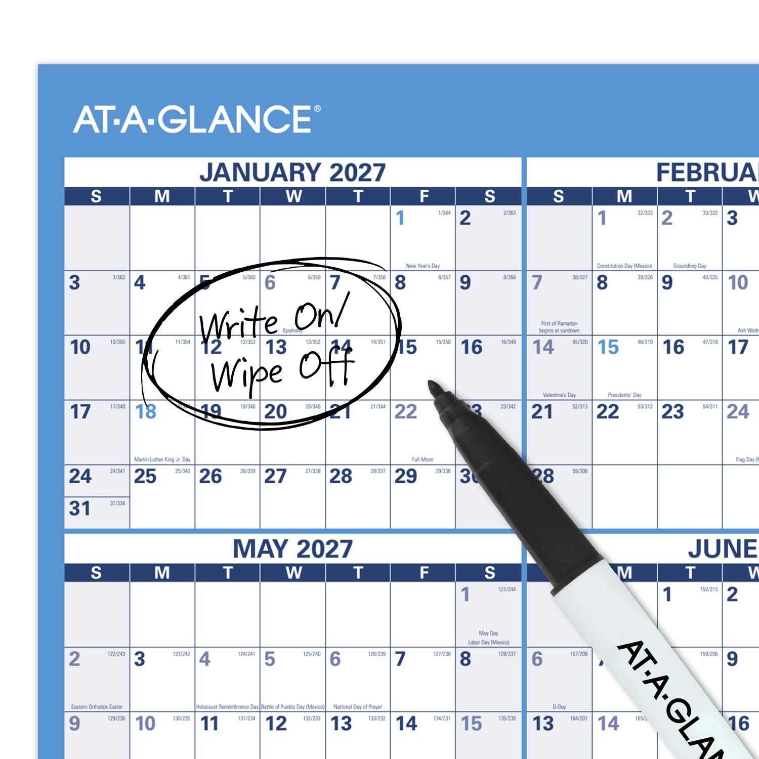 AT-A-GLANCE Horizontal Reversible Erasable Academic and Regular Year 2026-2027 Wall Calendar, Large, 36in x 24in - Image 6