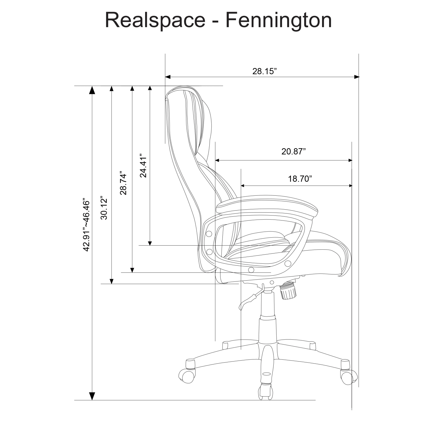 Realspace Fennington Bonded Leather High Back Executive Office Chair Brown BIFMA Compliant PopularChairscom