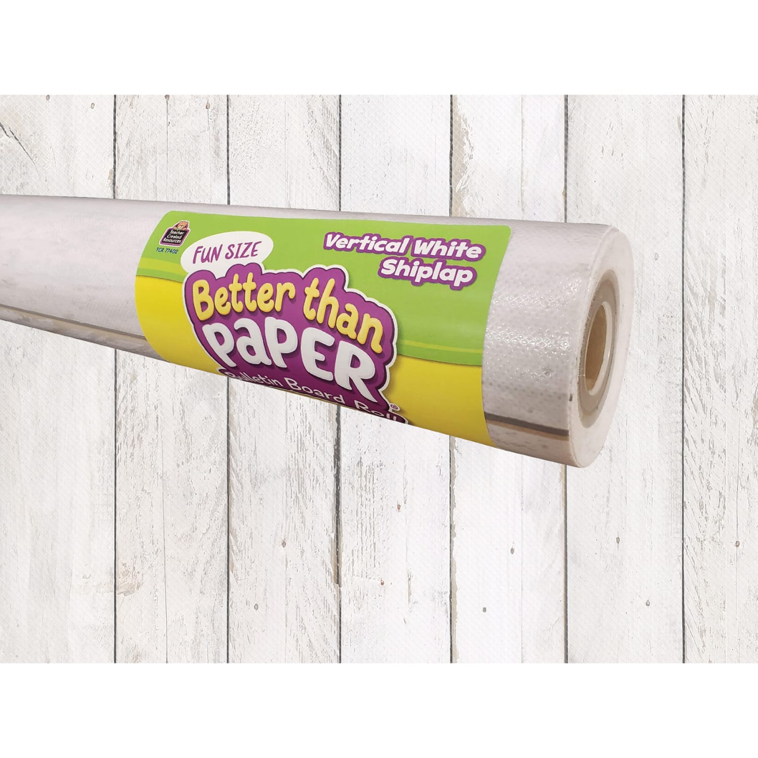 Teacher Created Resources Fun-Size Better Than Paper Bulletin Board Rolls, 18in x 12ft, Vertical White Shiplap, Pack Of 3 Rolls - Image 3