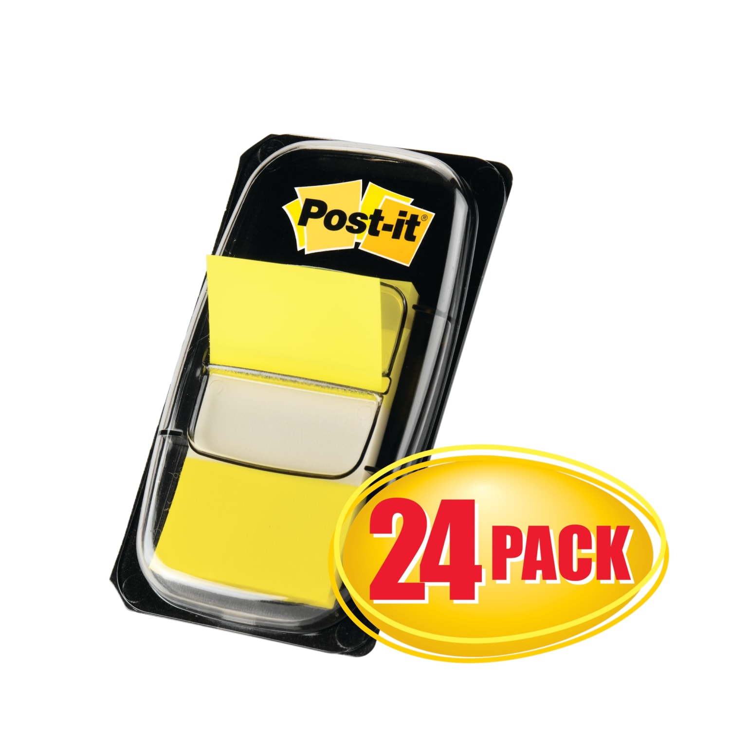 Post-it Flags, 1in x 1 -11/16in, Yellow, 50 Flags Per Pad, Pack Of 24 Pads