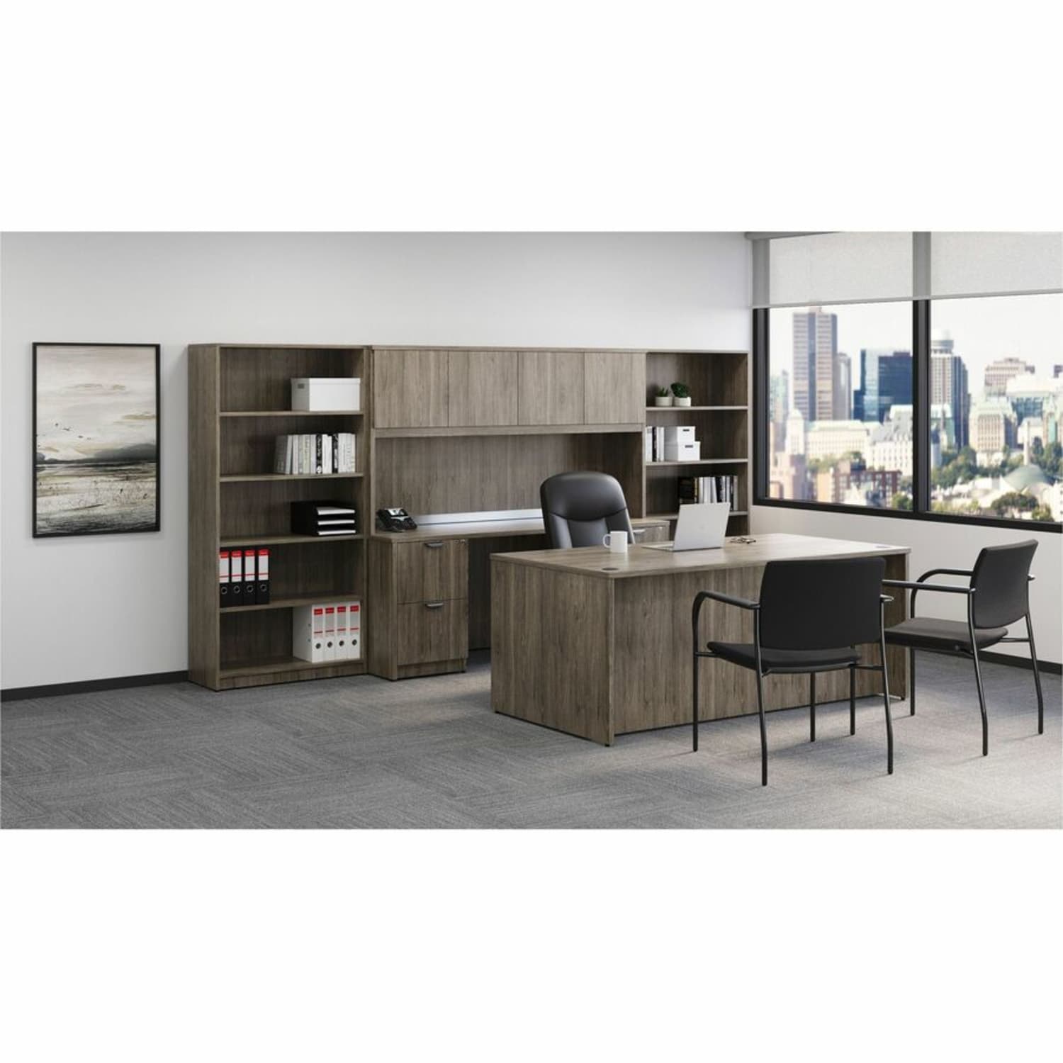 Lorell Prominence 2.0 72inW Desk Hutch, Gray Elm - Image 3