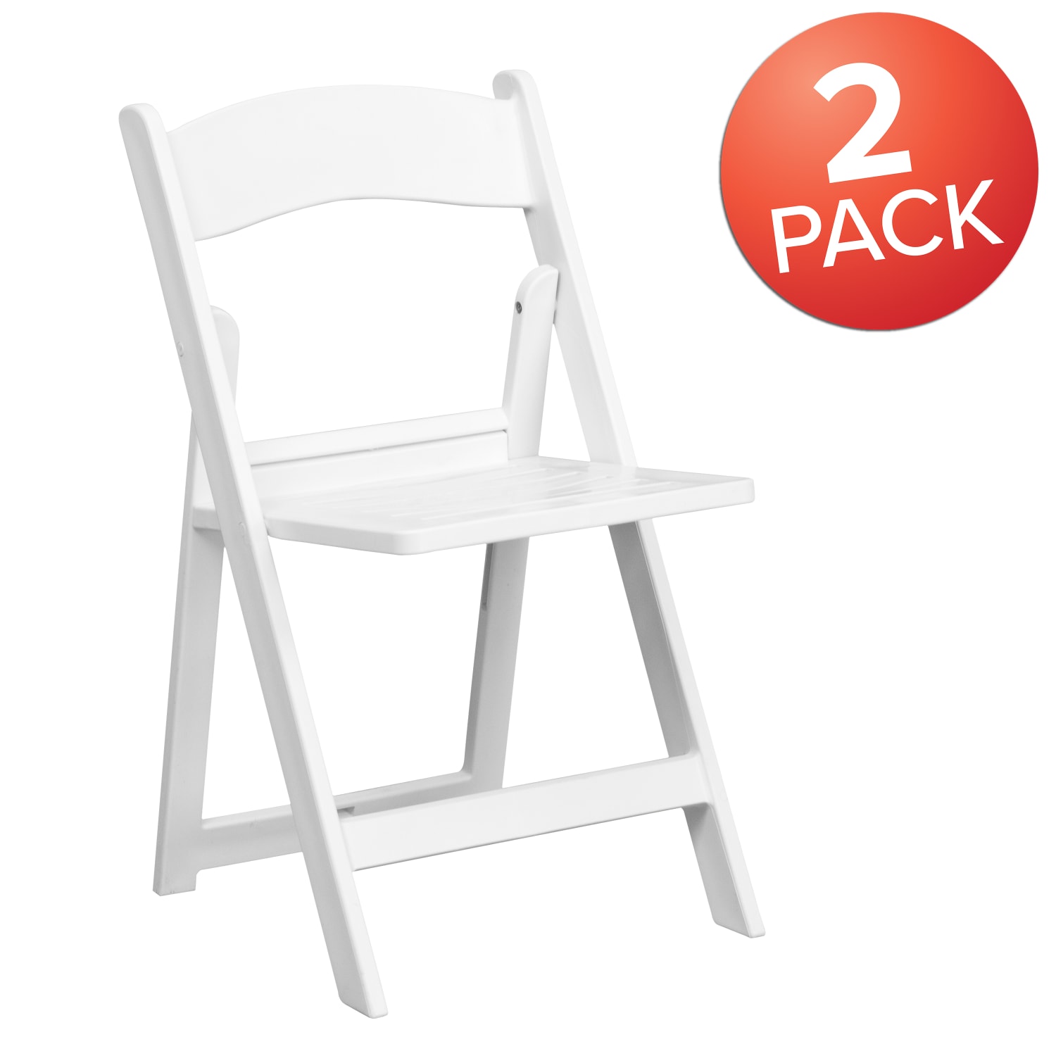 Flash Furniture HERCULES Series 1000 lb Capacity Resin Folding Chairs With Slatted Seats White Set Of 2 Chairs PopularChairscom