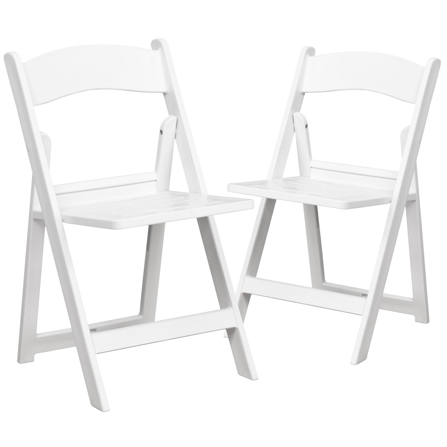 Flash Furniture HERCULES Series 1000 lb Capacity Resin Folding Chairs With Slatted Seats White Set Of 2 Chairs PopularChairscom