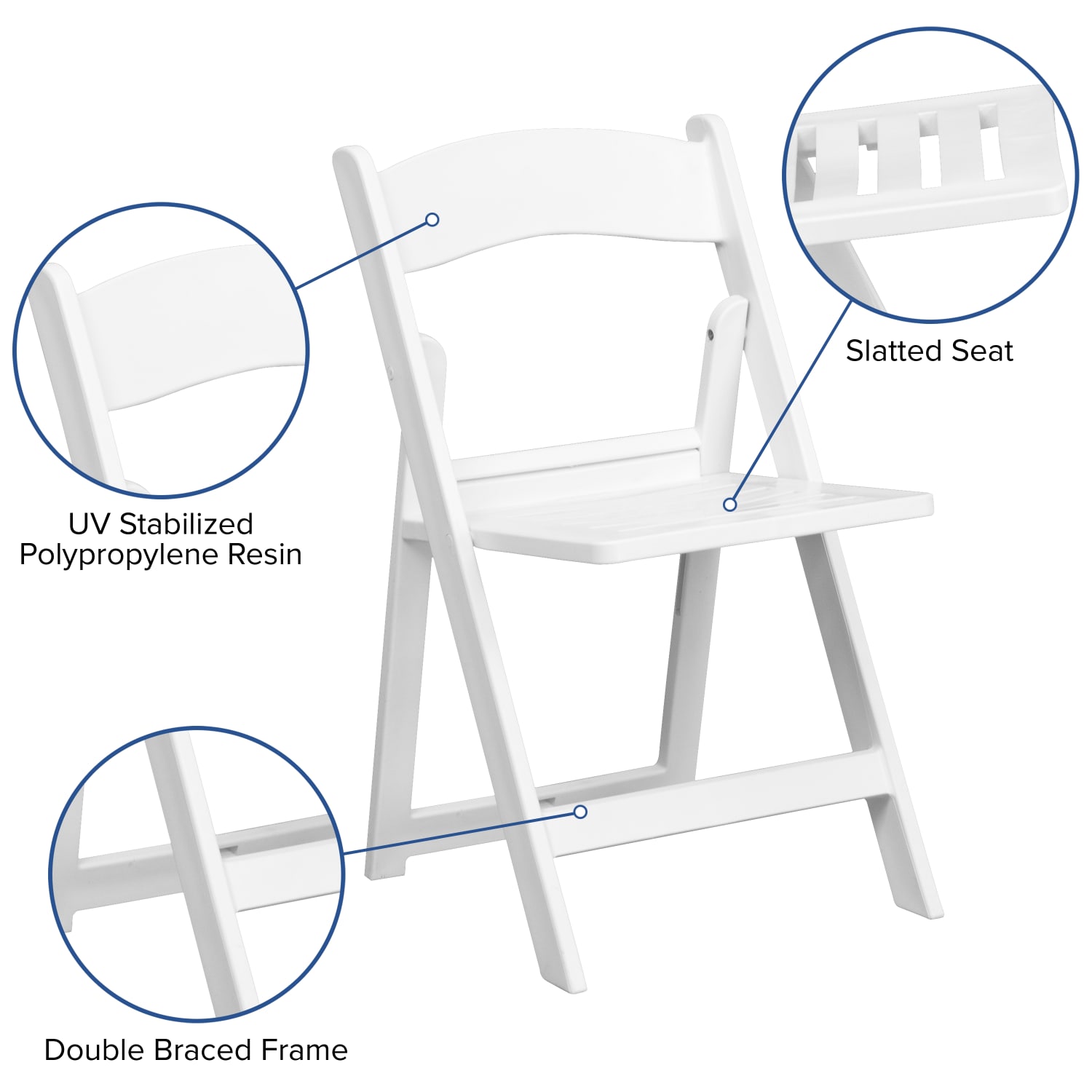 Flash Furniture HERCULES Series 1000 lb Capacity Resin Folding Chairs With Slatted Seats White Set Of 2 Chairs PopularChairscom