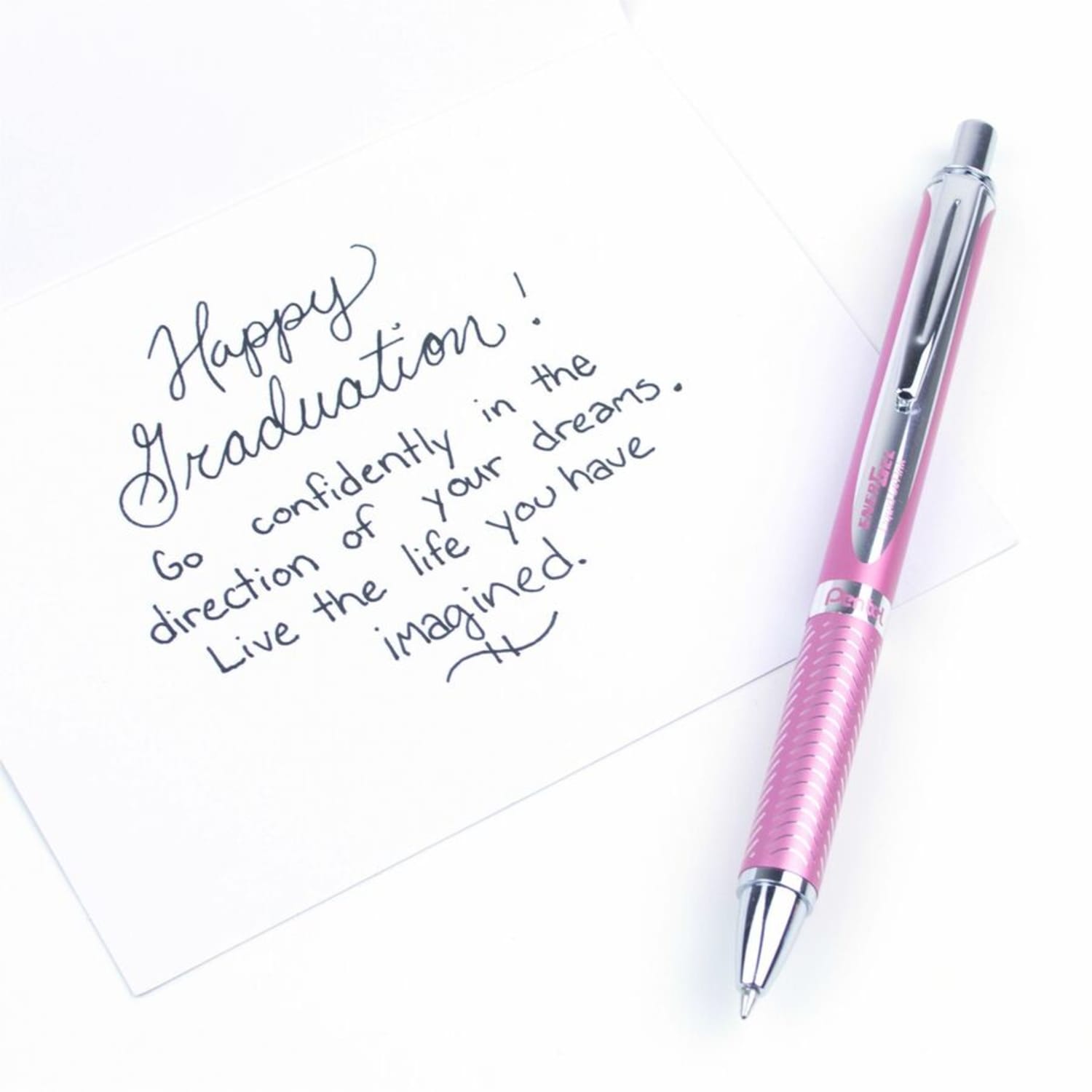 Pentel EnerGel Alloy Retractable Gel Pen, Medium Point, 0.7 mm, Metallic Pink Barrel, Black Ink - Image 4