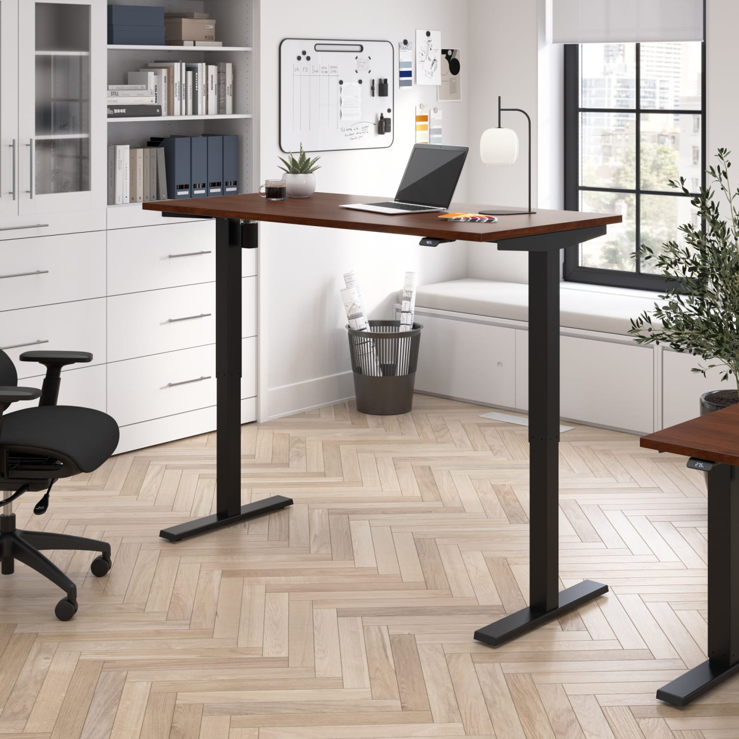 Bush Business Furniture Move 40 Series Electric 60inW x 30inD Electric Height-Adjustable Standing Desk, Hansen Cherry/Black, Standard Delivery - Image 3