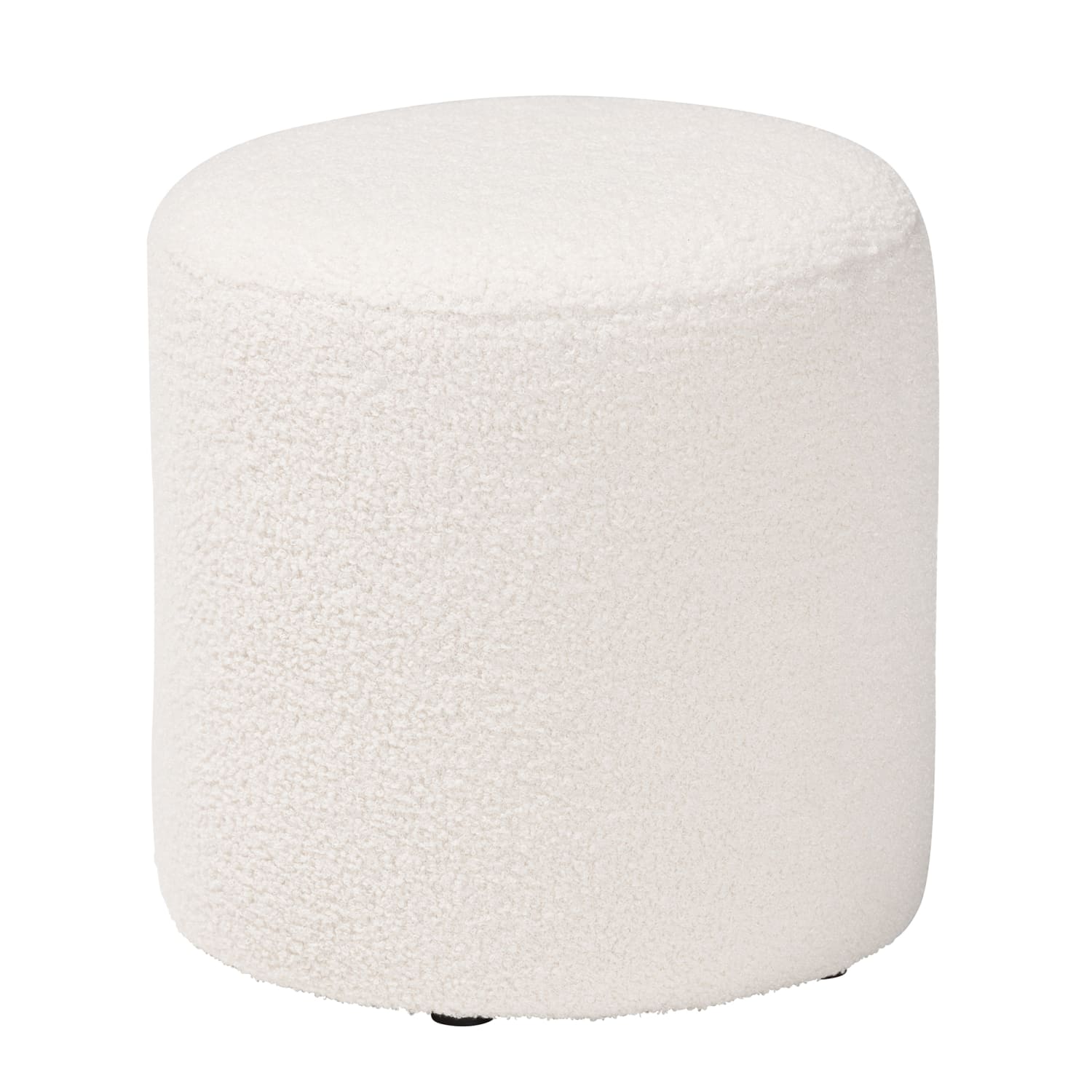 Baxton Studio Tori Modern Boucle Upholstered Ottoman, 13-13/16inH x 13-13/16inW x 13-13/16inD, Ivory