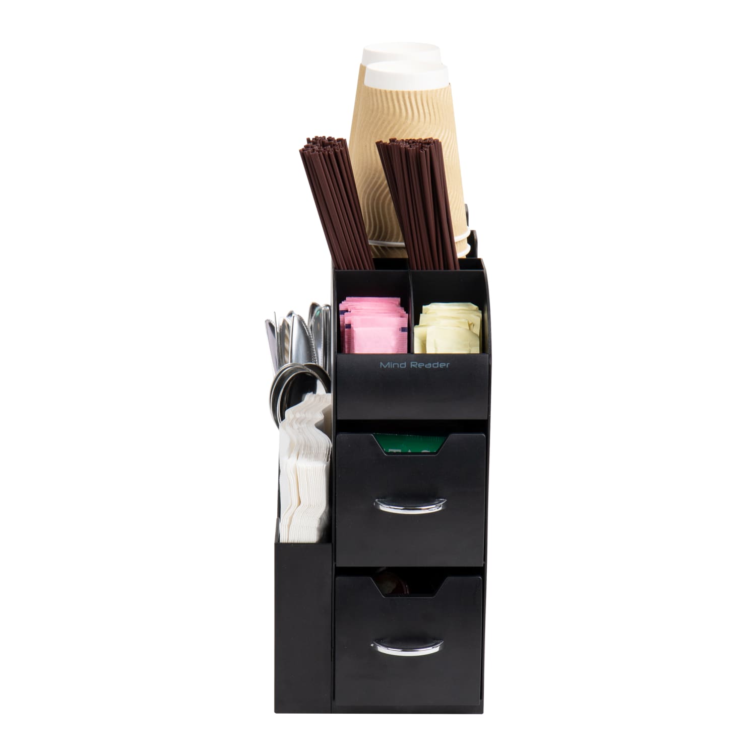 Mind Reader Cup and Compartment Station Countertop Organizer, 11-3/20inH x 11-1/4inW x 5-7/20inD, Black, Set Of 2 - Image 6