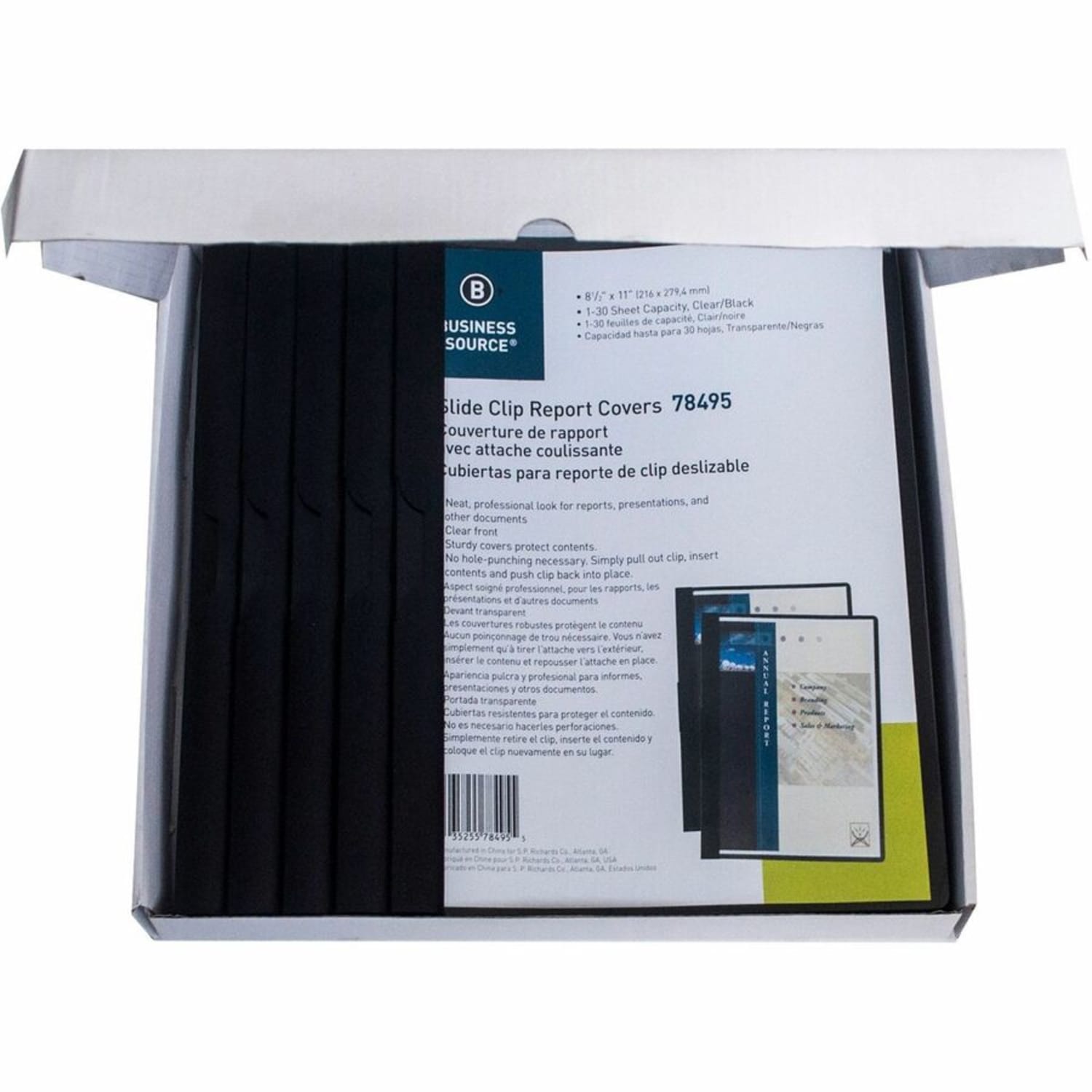 Business Source Letter Report Cover - 8 1/2in x 11in - 30 Sheets Capacity - Vinyl - Black - 1 Each - Image 6