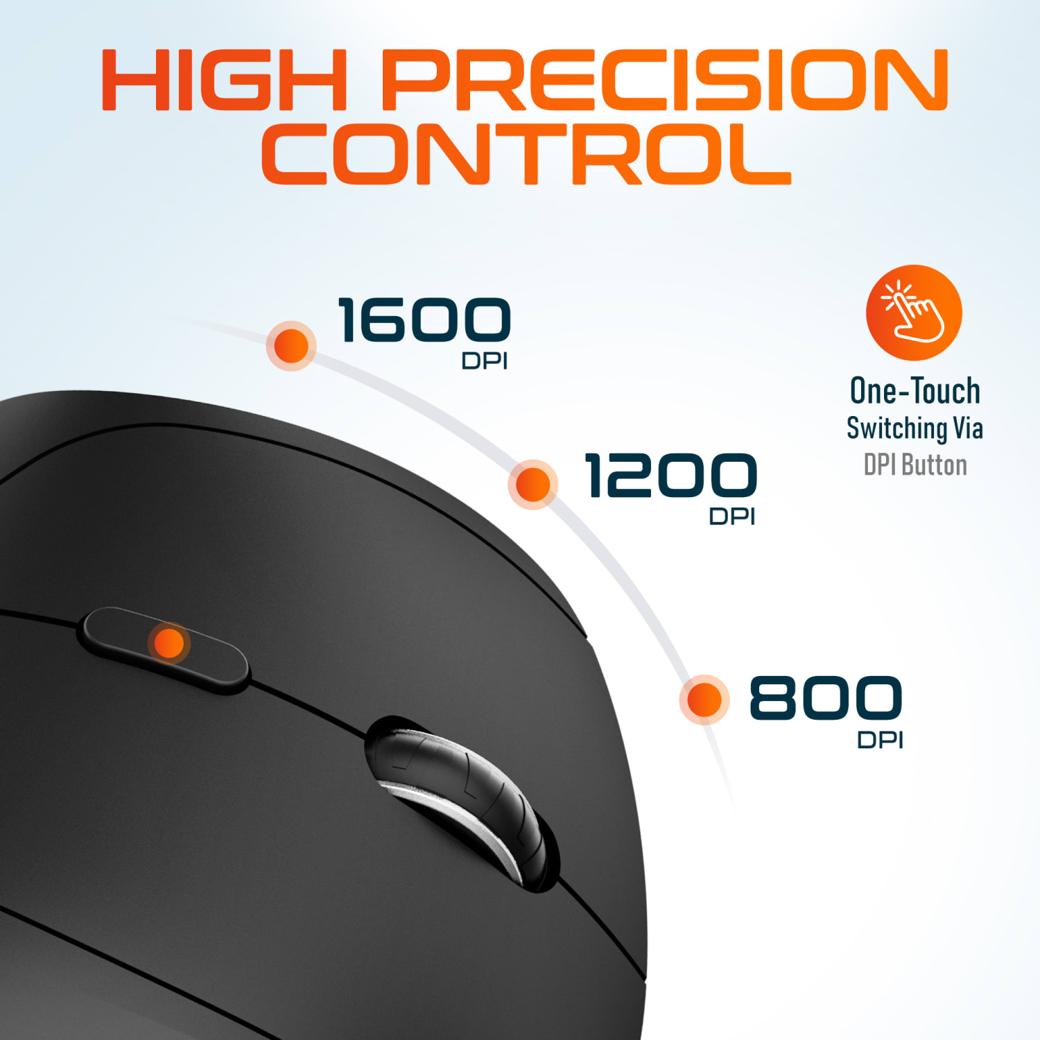 Delton S12P Wireless Ergonomic Computer Mouse, Black - Image 5