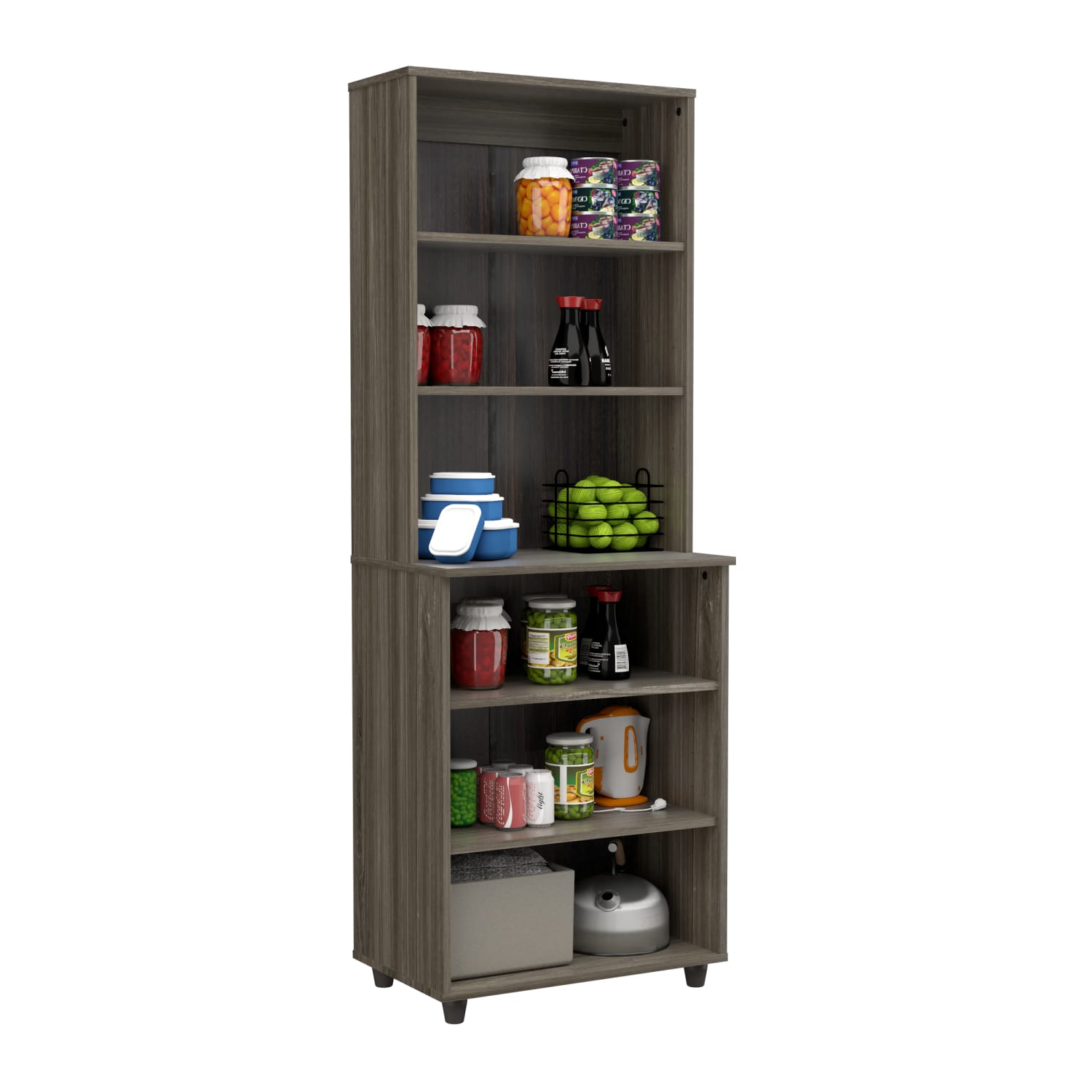Inval 67inH 6-Shelf Storage Unit, Smoked Oak - Image 5