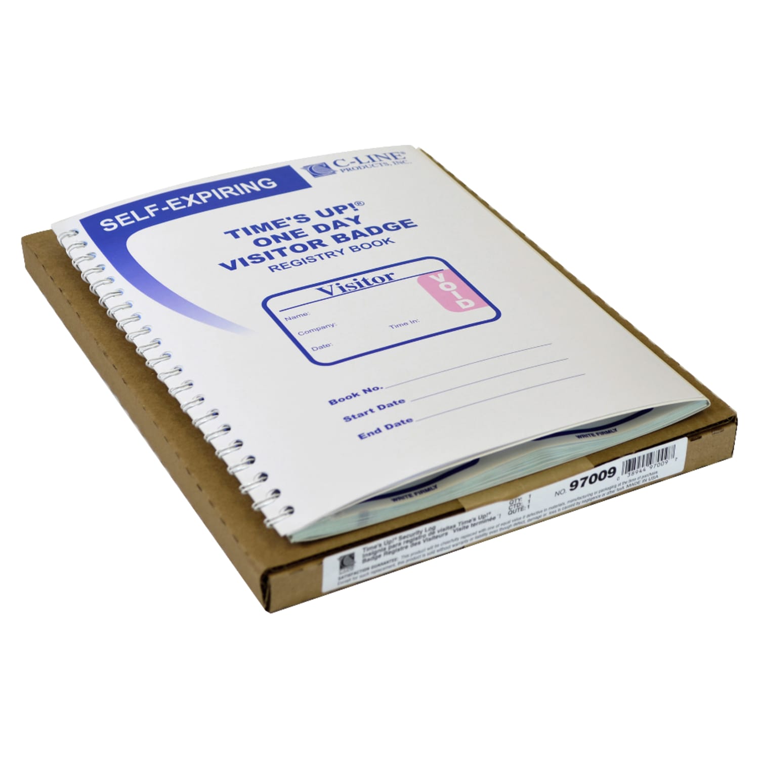 C-Line Times Up! Self-Expiring Visitor Badges, 3in x 2in, White/Blue, Pack Of 150 - Image 3