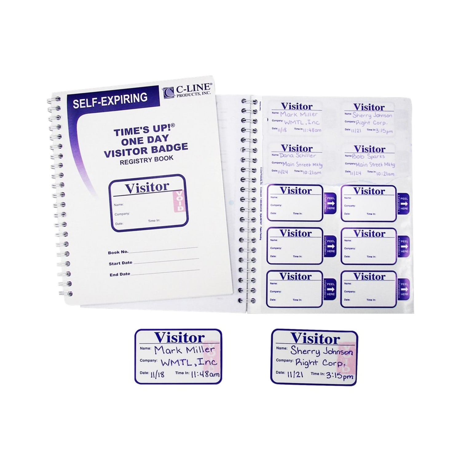 C-Line Times Up! Self-Expiring Visitor Badges, 3in x 2in, White/Blue, Pack Of 150 - Image 5