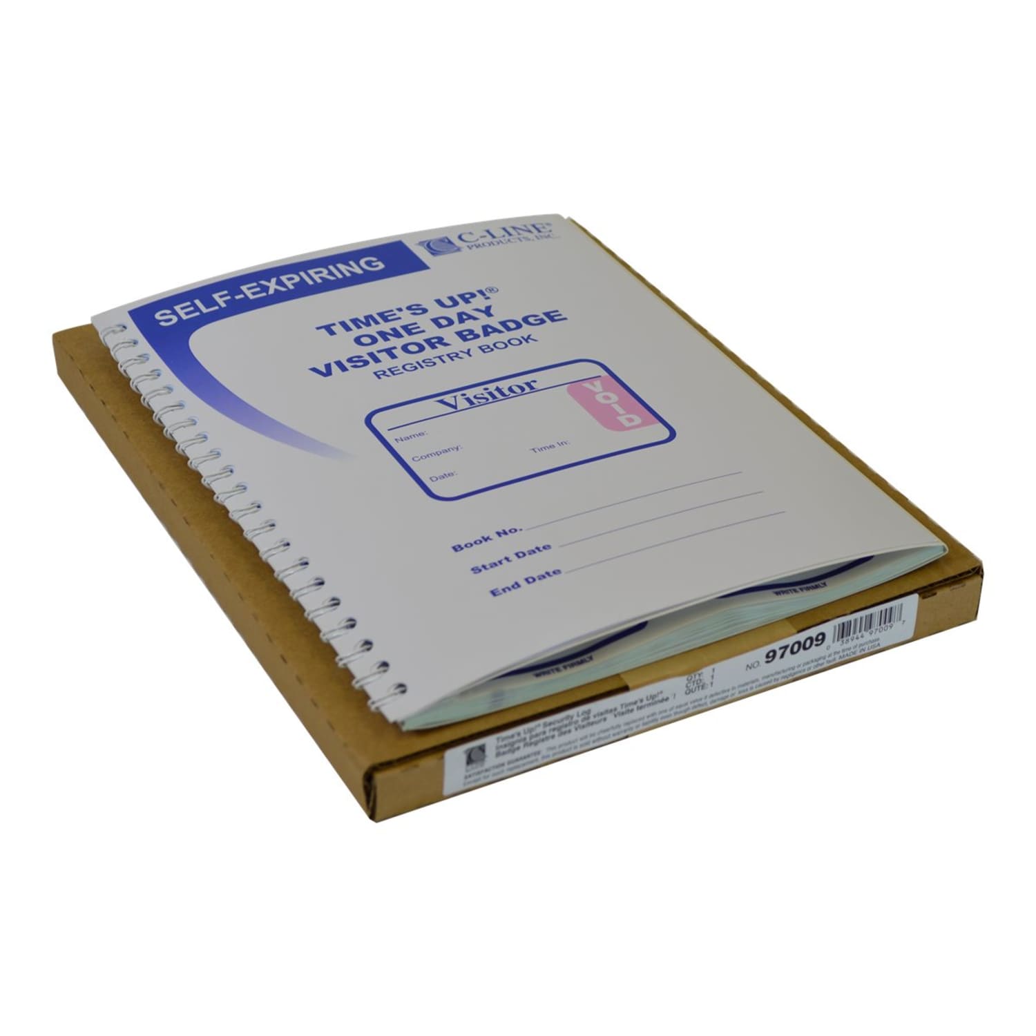 C-Line Times Up! Self-Expiring Visitor Badges, 3in x 2in, White/Blue, Pack Of 150 - Image 6