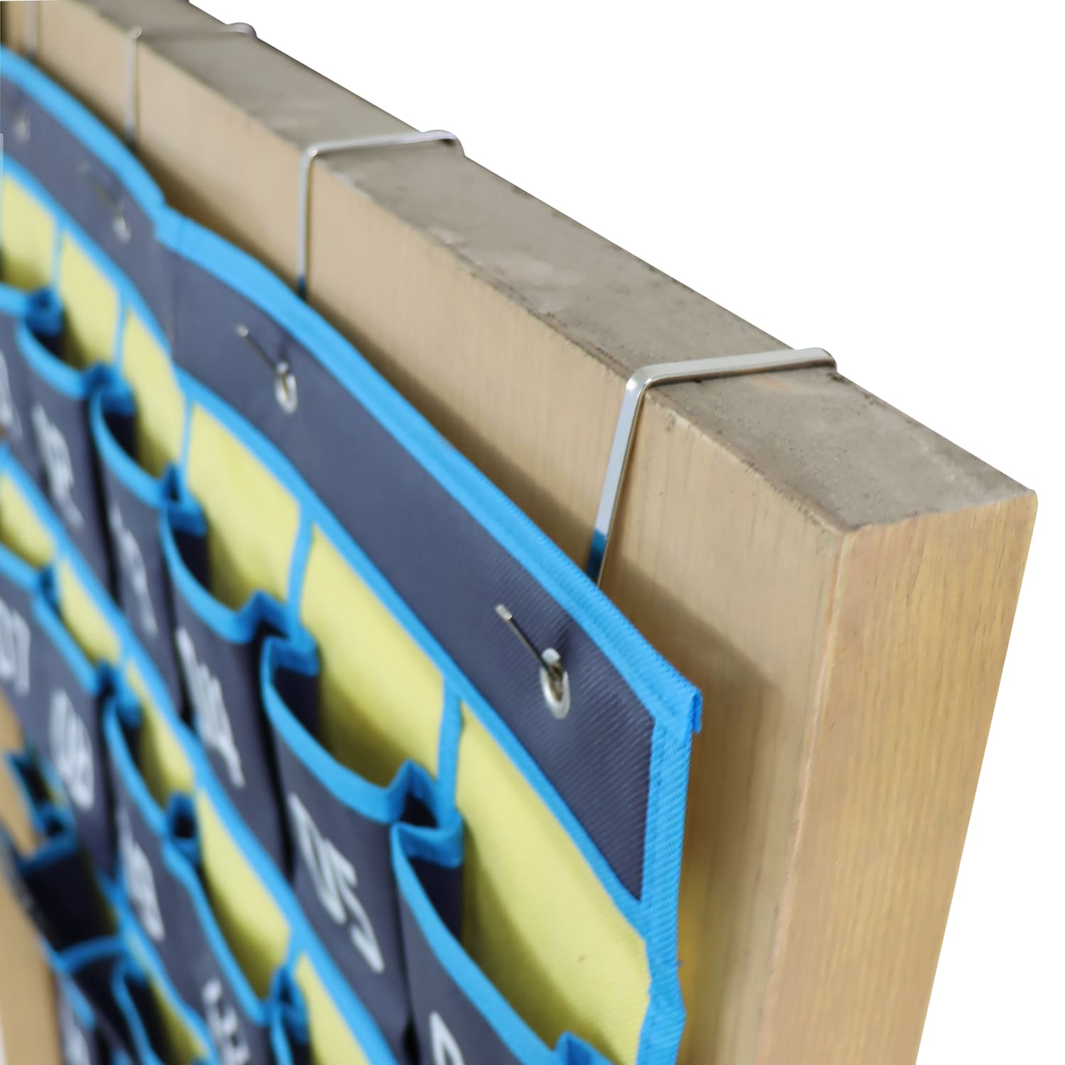 Office Depot Brand Hanging 36-Pocket Cell Phone Storage Classroom Organizer, 37-13/16in x 26-7/16in, Blue/Yellow - Image 5