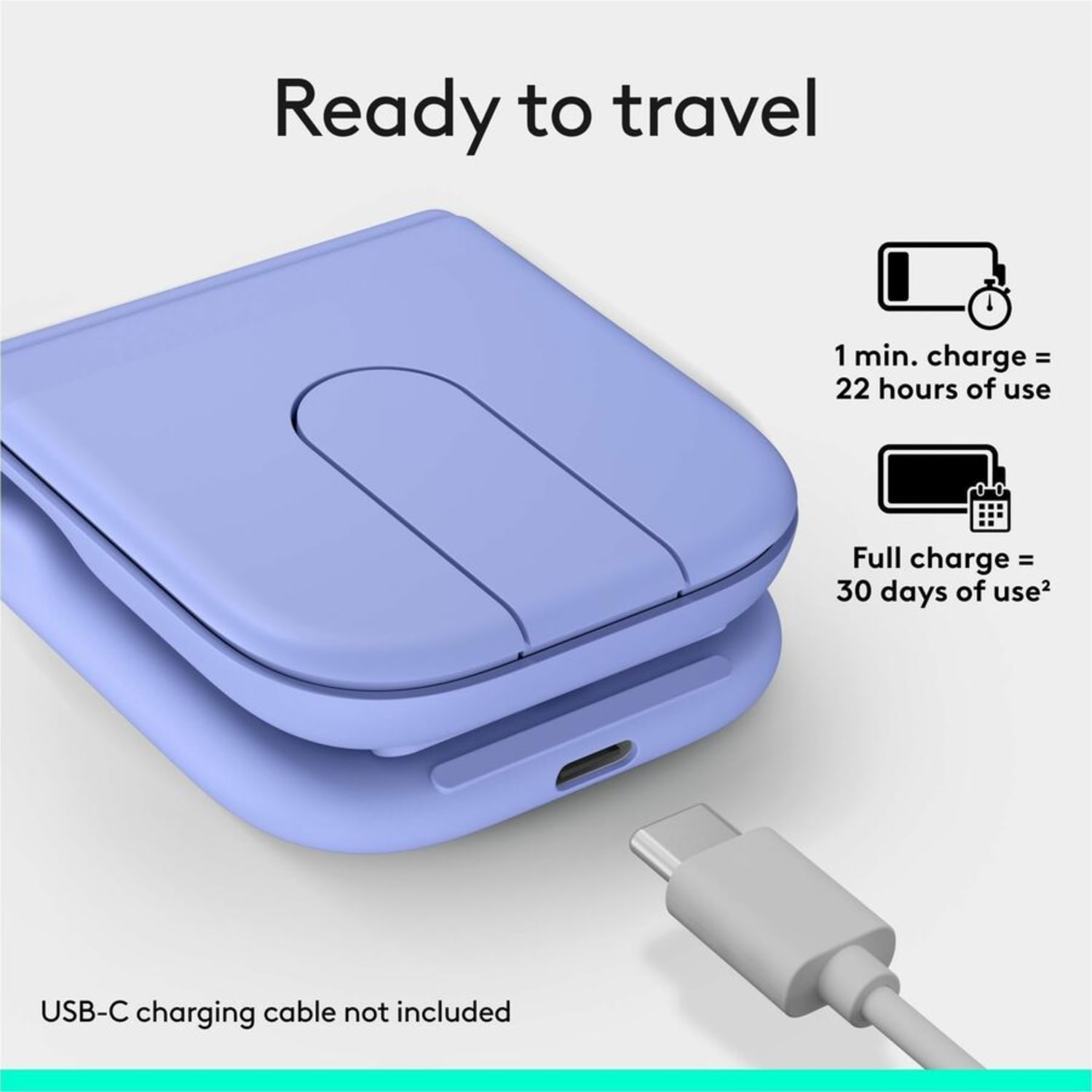 Logitech Mobi Fold - Mouse - ultra-portable, travel - optical - 4 buttons - wireless - Bluetooth - lilac - Image 6