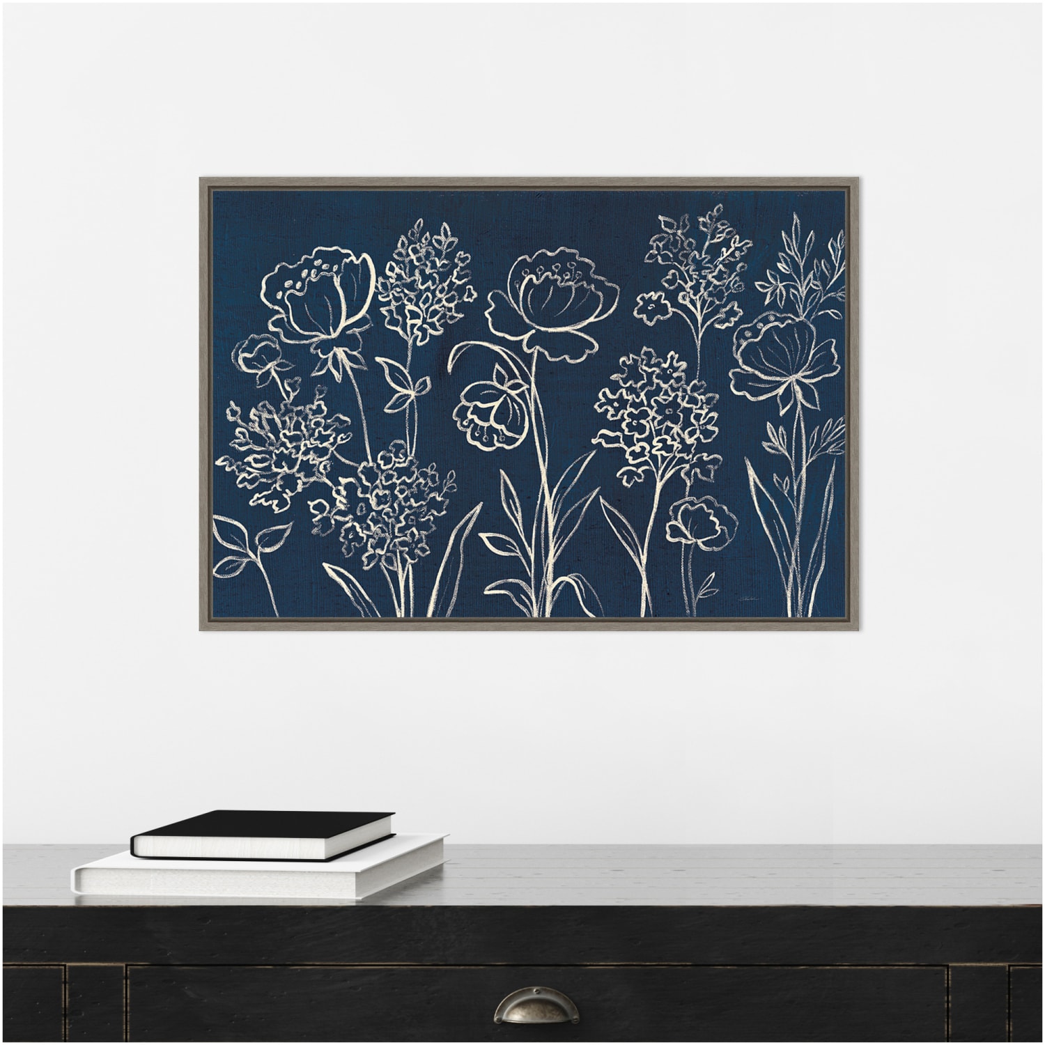 Amanti Art Indigo Floral I by Silvia Vassileva Framed Canvas Wall Art Print, 23in x 16in, Graywash - Image 5