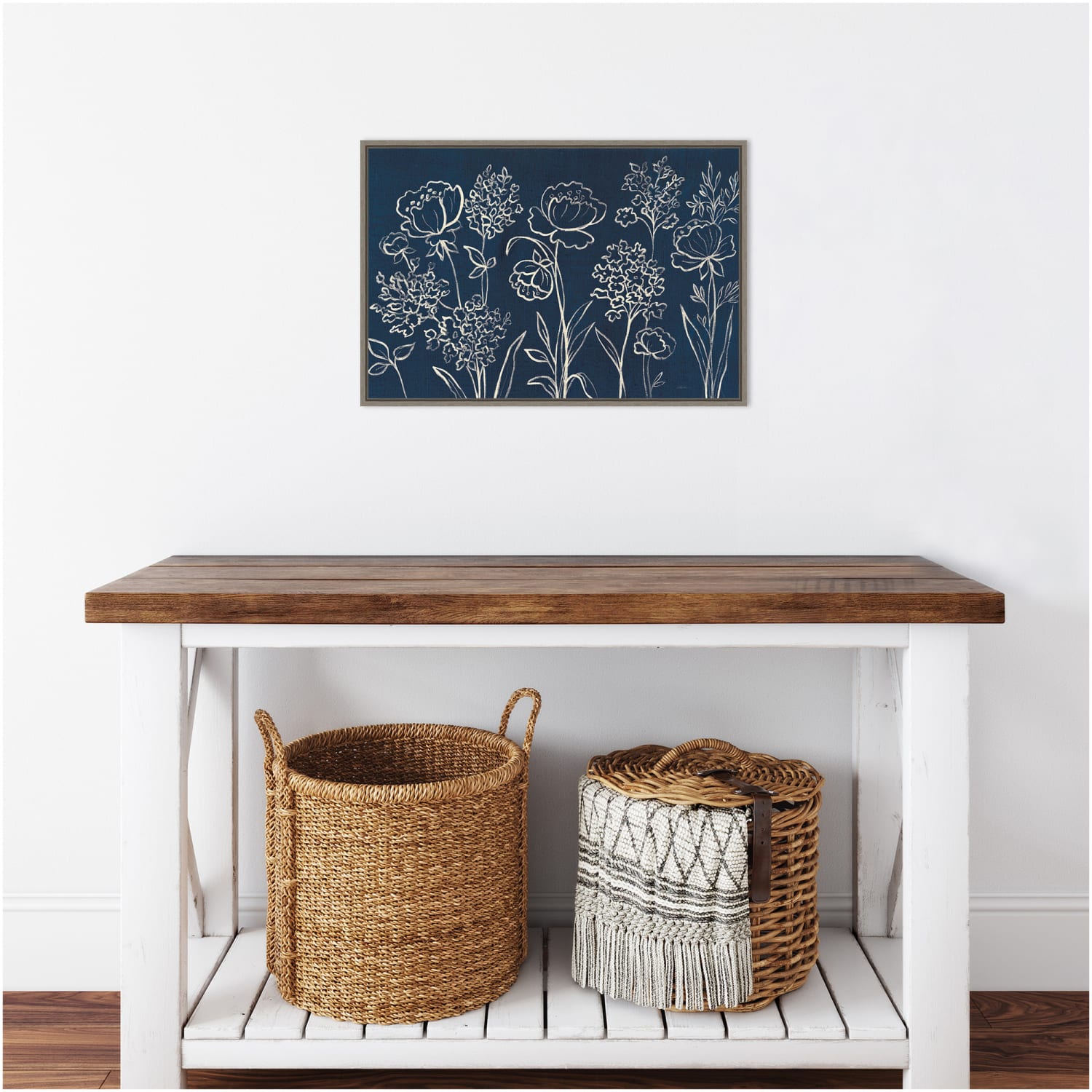 Amanti Art Indigo Floral I by Silvia Vassileva Framed Canvas Wall Art Print, 23in x 16in, Graywash - Image 6