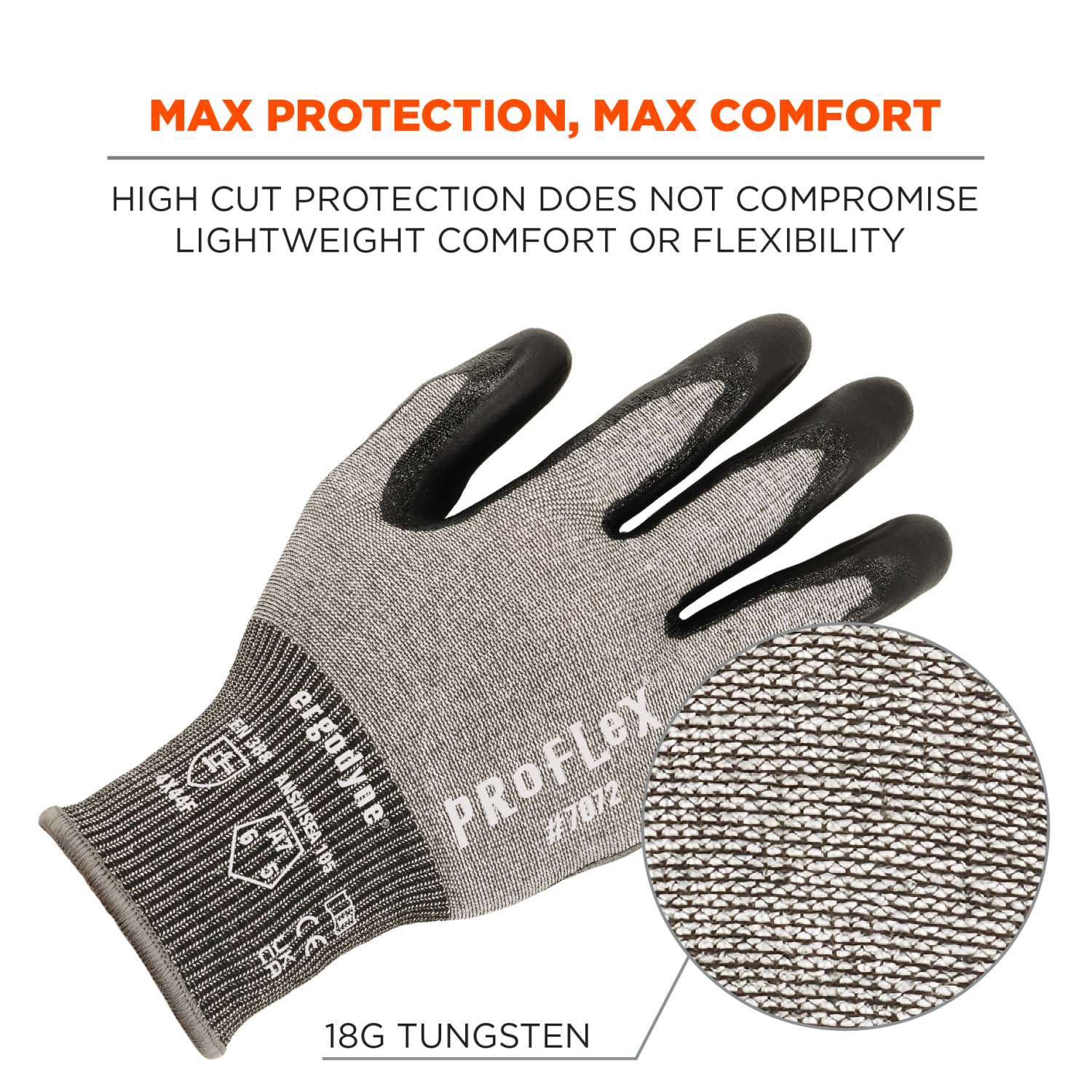 Ergodyne Proflex 7072 Nitrile-Coated Cut-Resistant Gloves, Gray, X-Large - Image 5