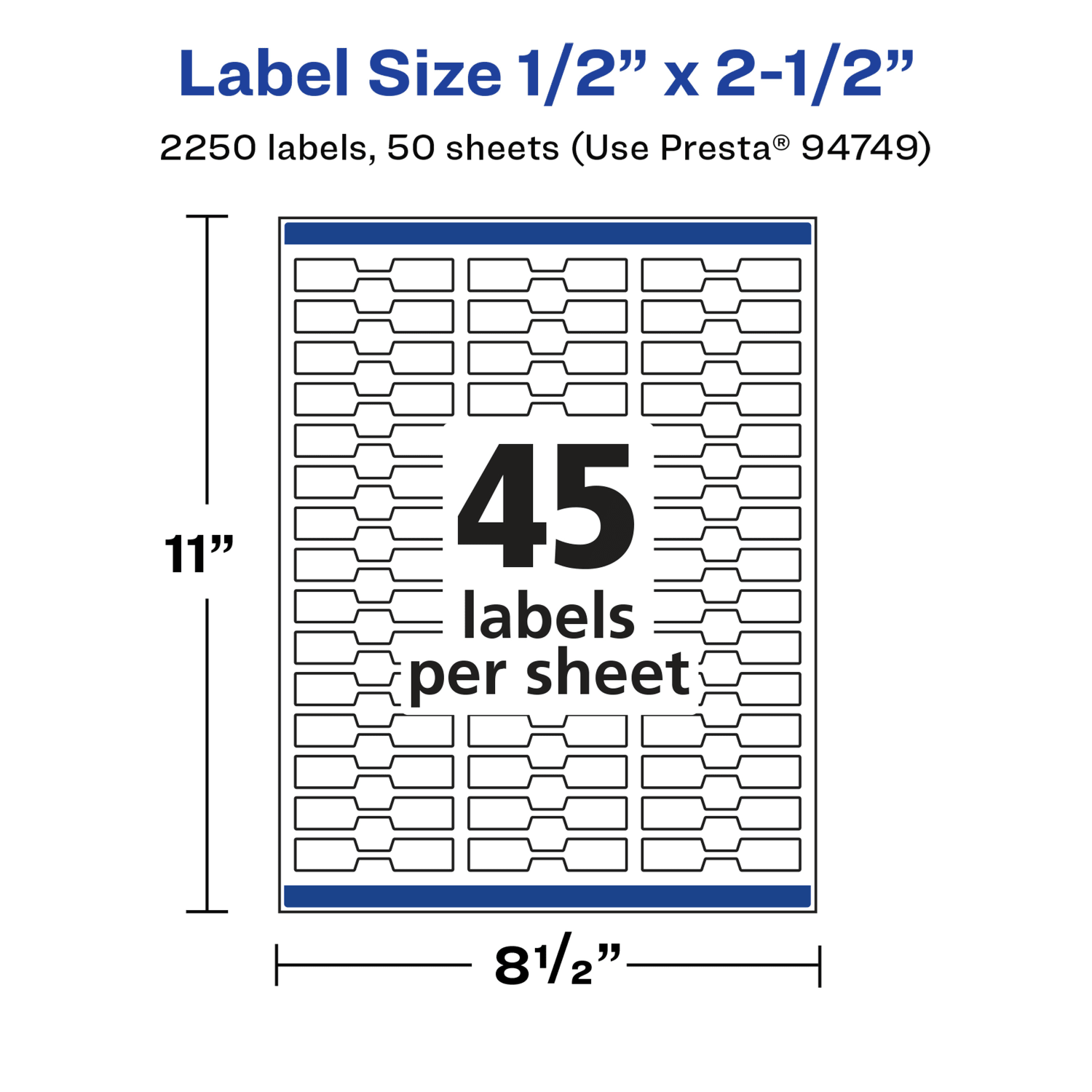 Avery Glossy Permanent Labels With Sure Feed, 94749-WGP50, Barbell, 1/2in x 2-1/2in, White, Pack Of 2,250 - Image 5