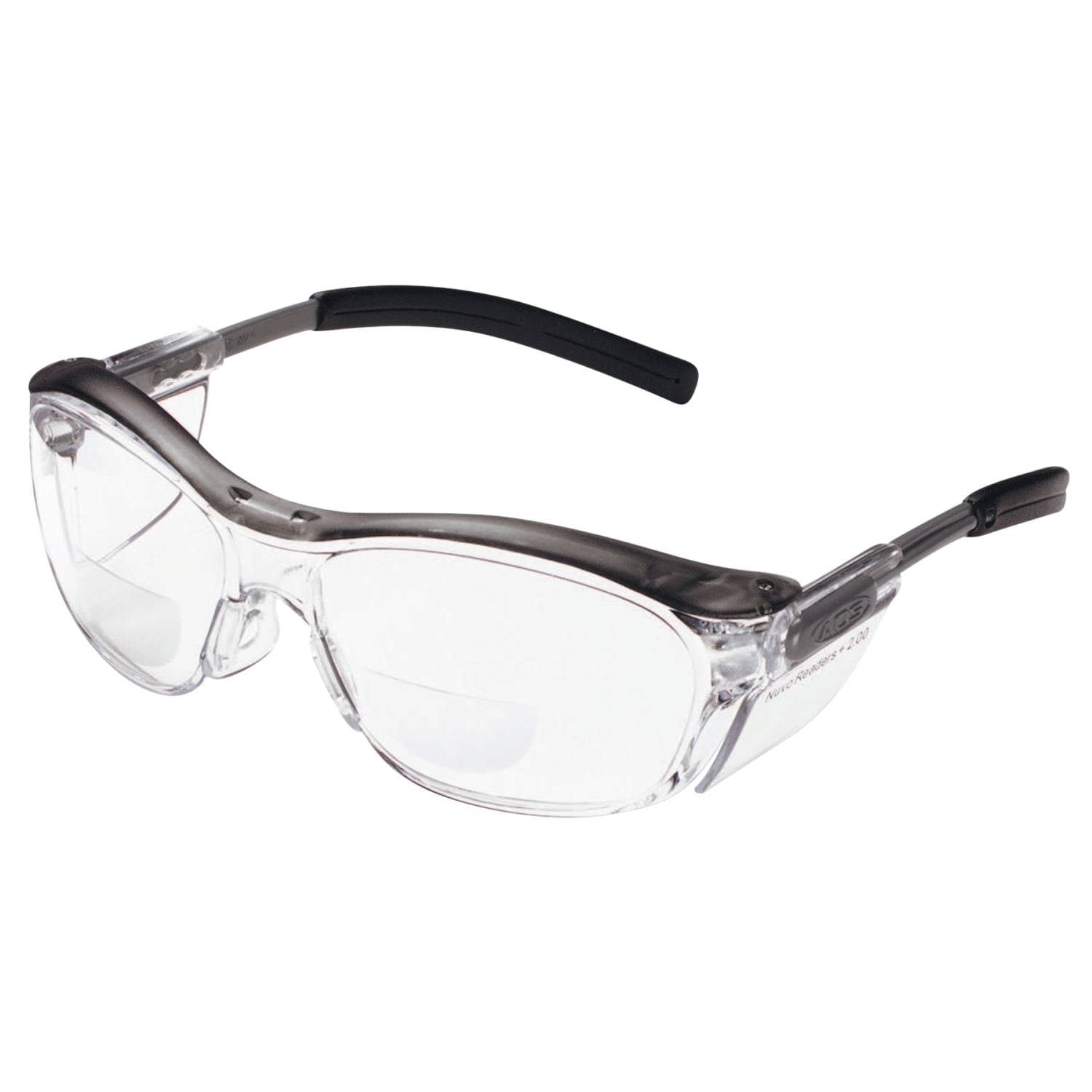 3M Nuvo Reader Protective Eyewear, +2 Diopter, Translucent Gray Frame Clear Lens, Pack Of 20 - Image 3
