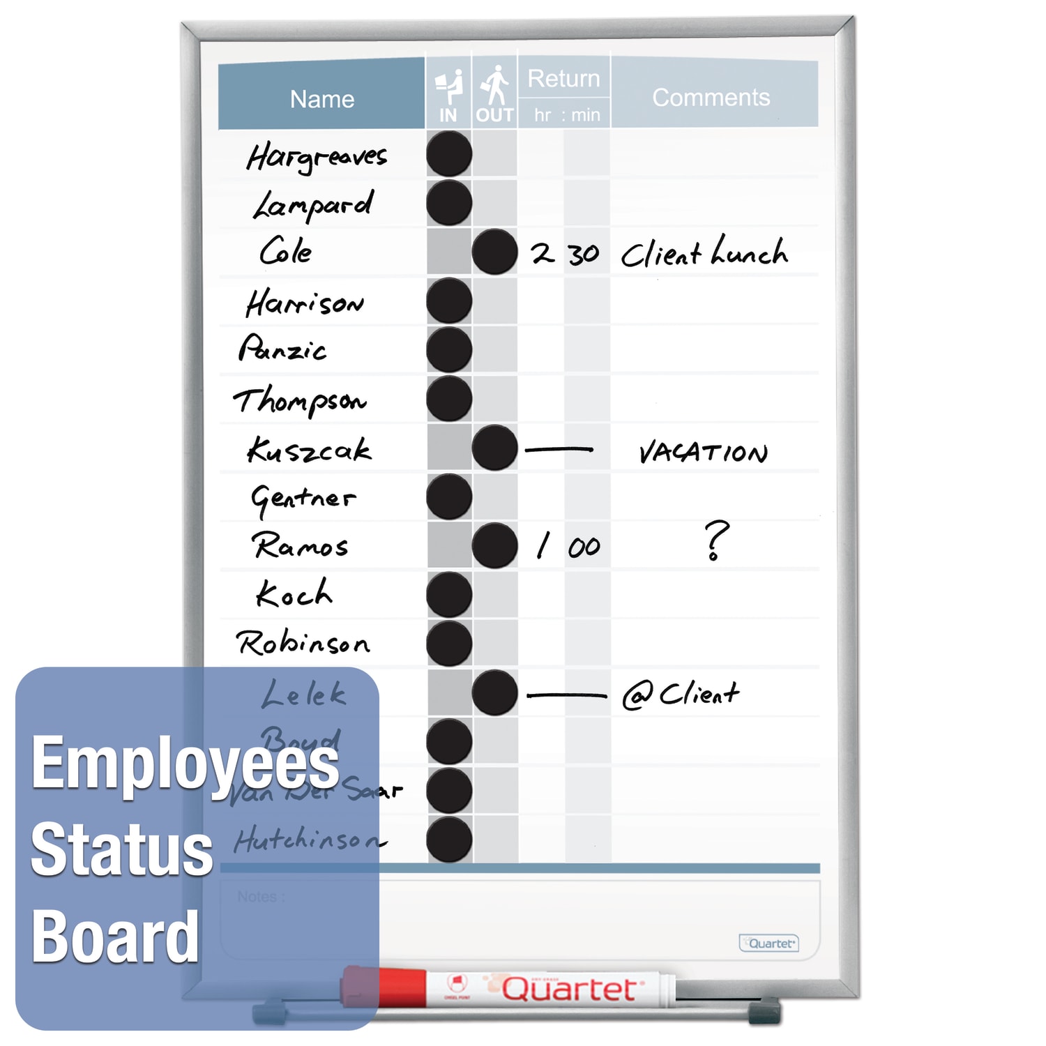 Quartet Matrix In/Out Board, 16in x 11in, Aluminum Frame With Silver Finish - Image 3