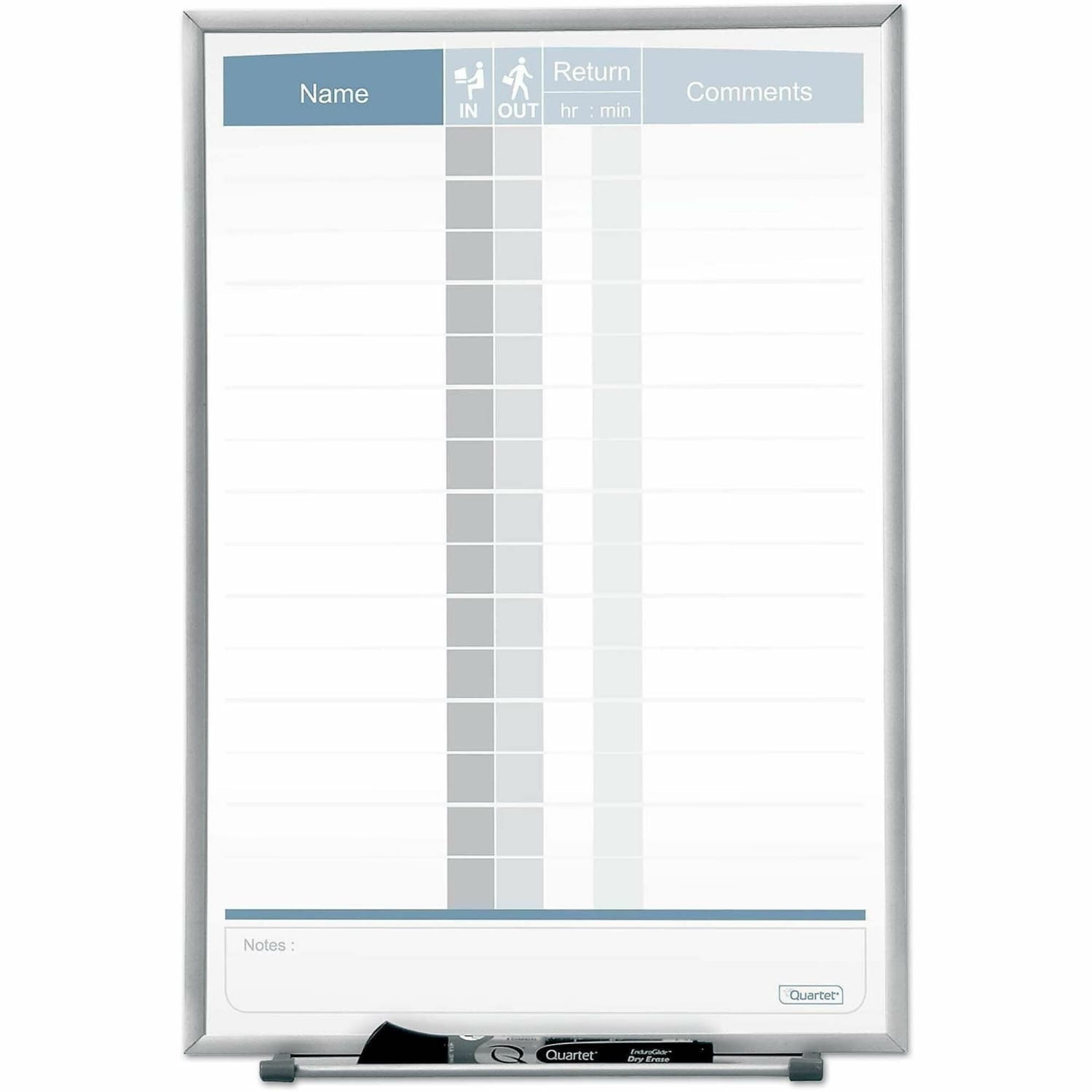 Quartet Matrix In/Out Board, 16in x 11in, Aluminum Frame With Silver Finish - Image 4