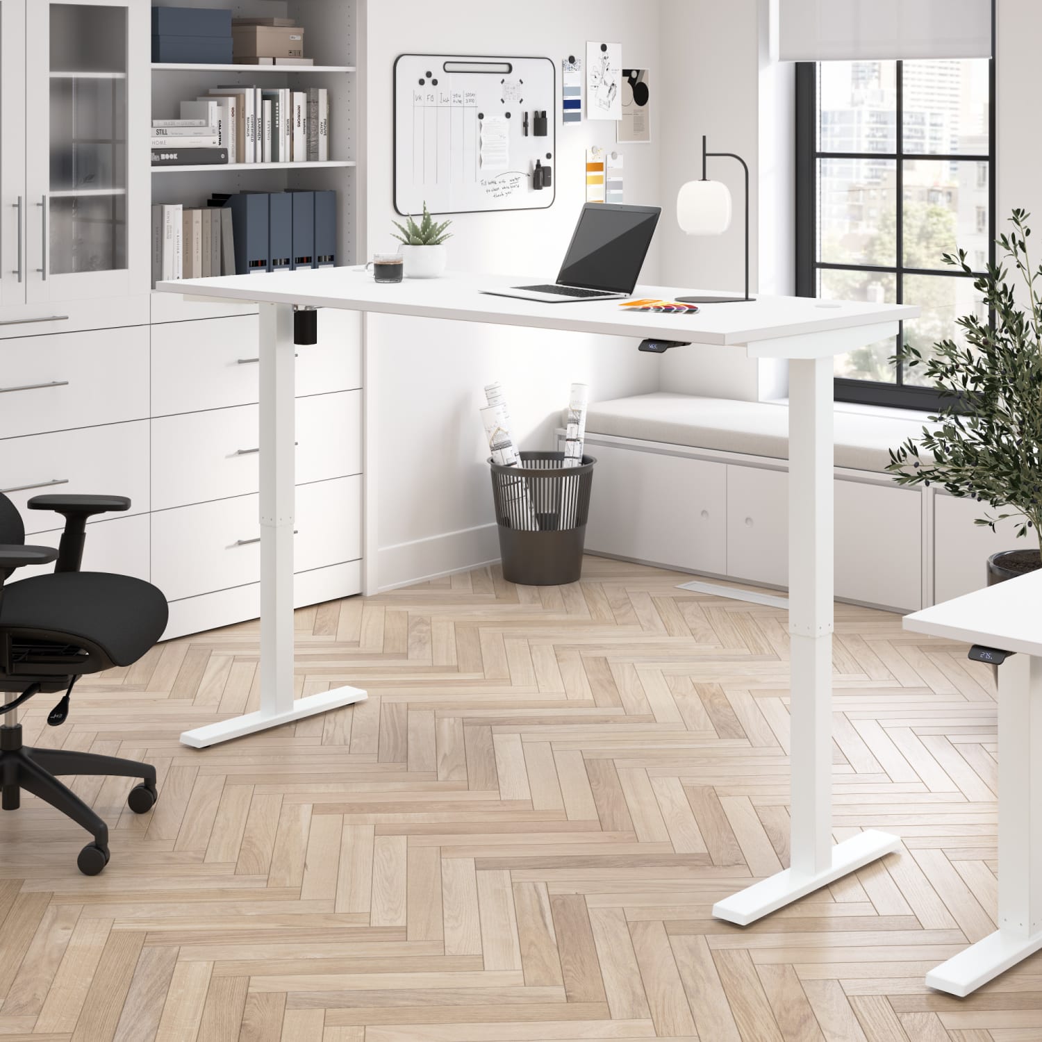 Bush Business Furniture Move 40 Series 72inW x 30inD Electric Height Adjustable Standing Desk, White/White Powder Coat, Standard Delivery