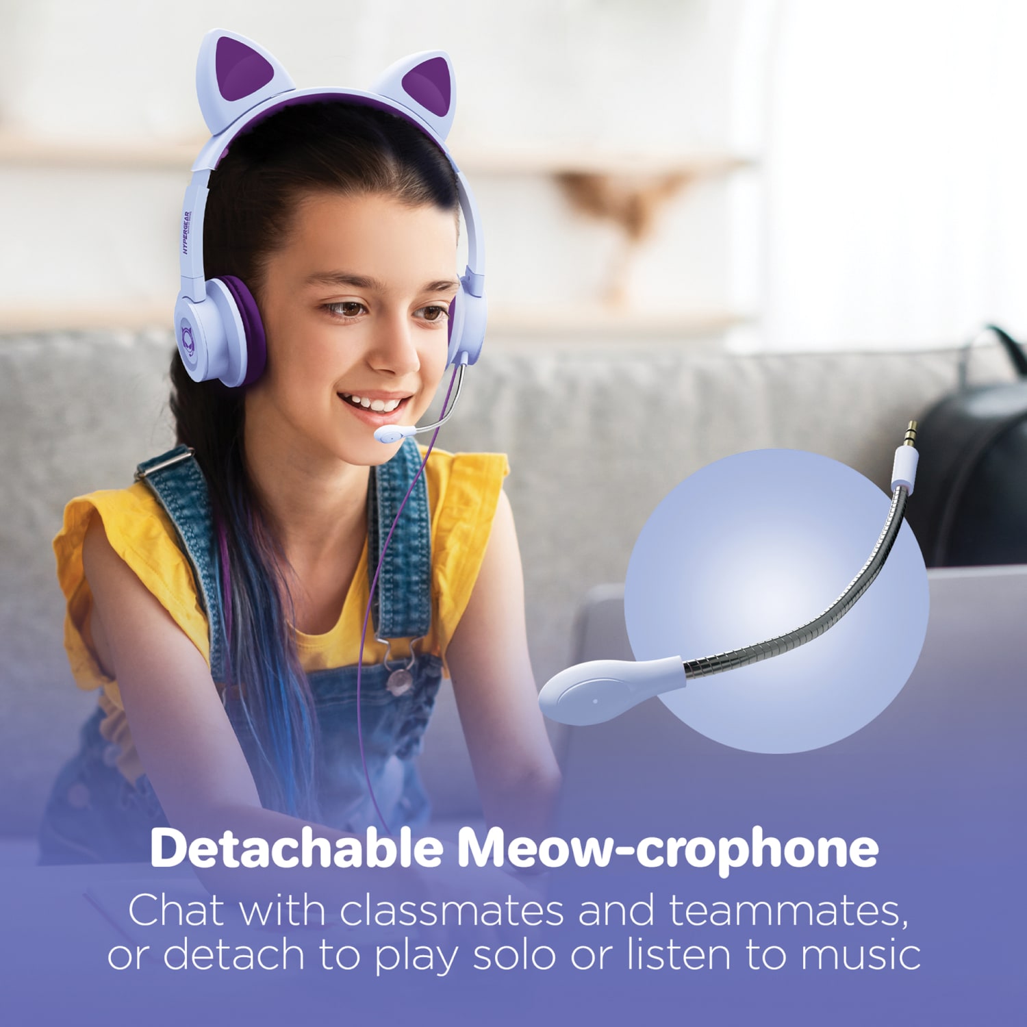 HyperGear Kids Kombat Kitty Gaming Headset, Purple, 15555 - Image 3