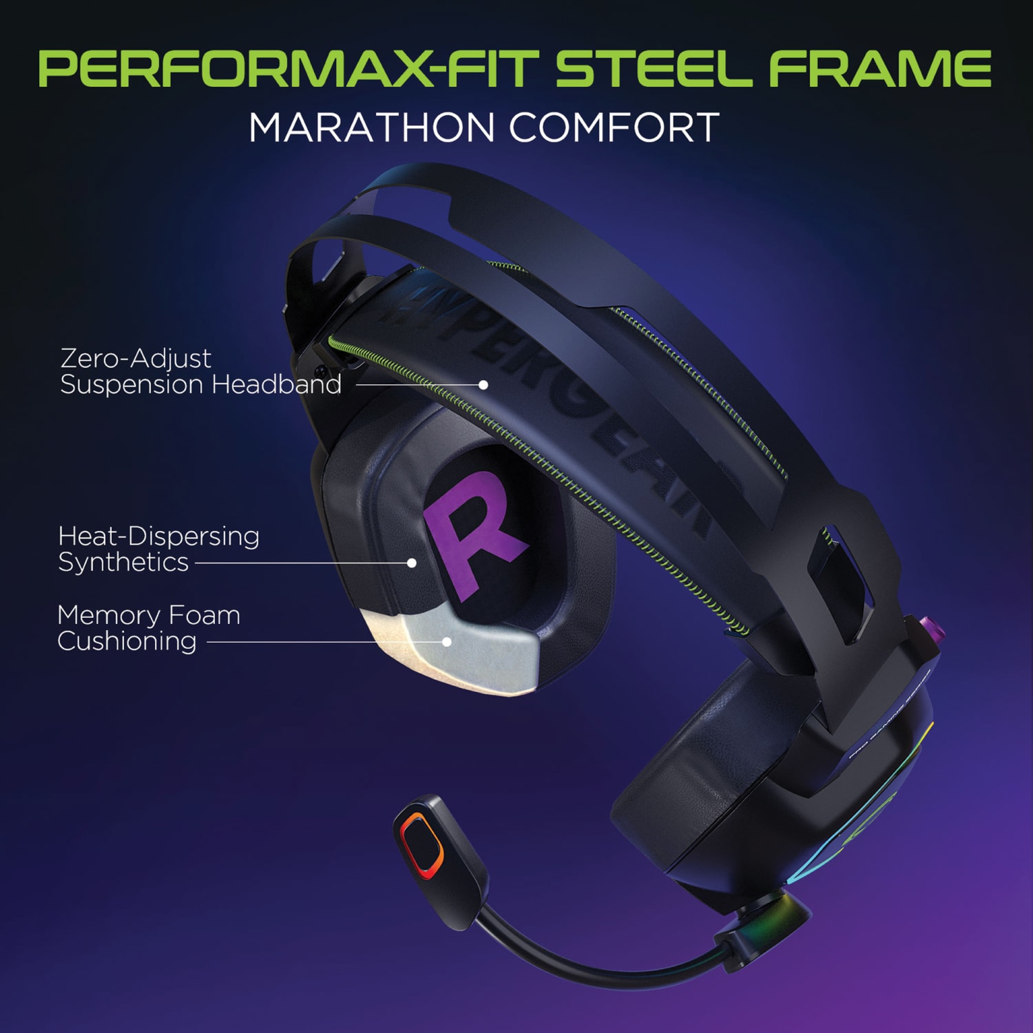HyperGear SoundRecon RGB LED Professional Gaming Headset, Black, HPL15596 - Image 4