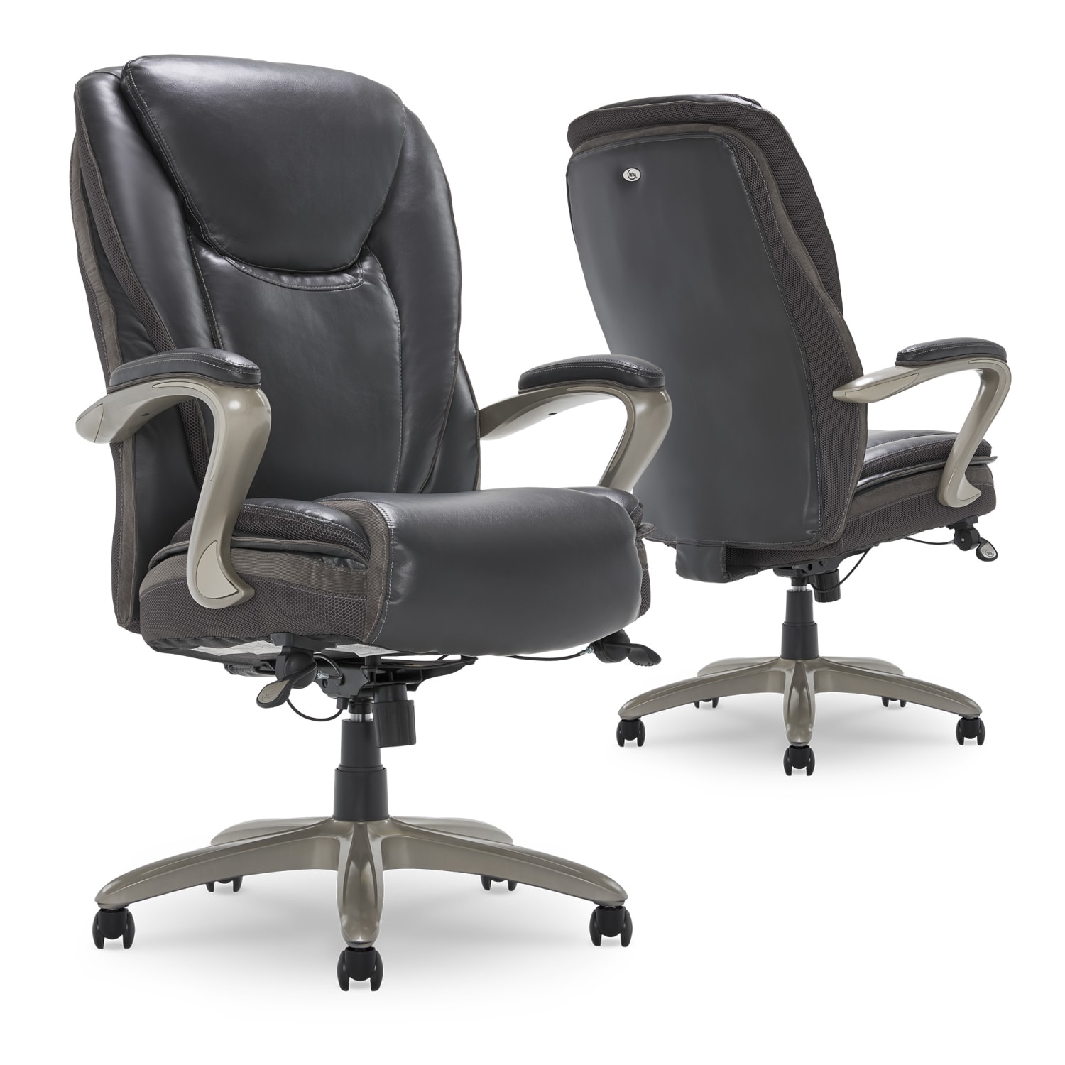 Serta Smart Layers Hensley Big & Tall Ergonomic Bonded Leather High-Back Chair, Dark Gray/Silver - Image 10
